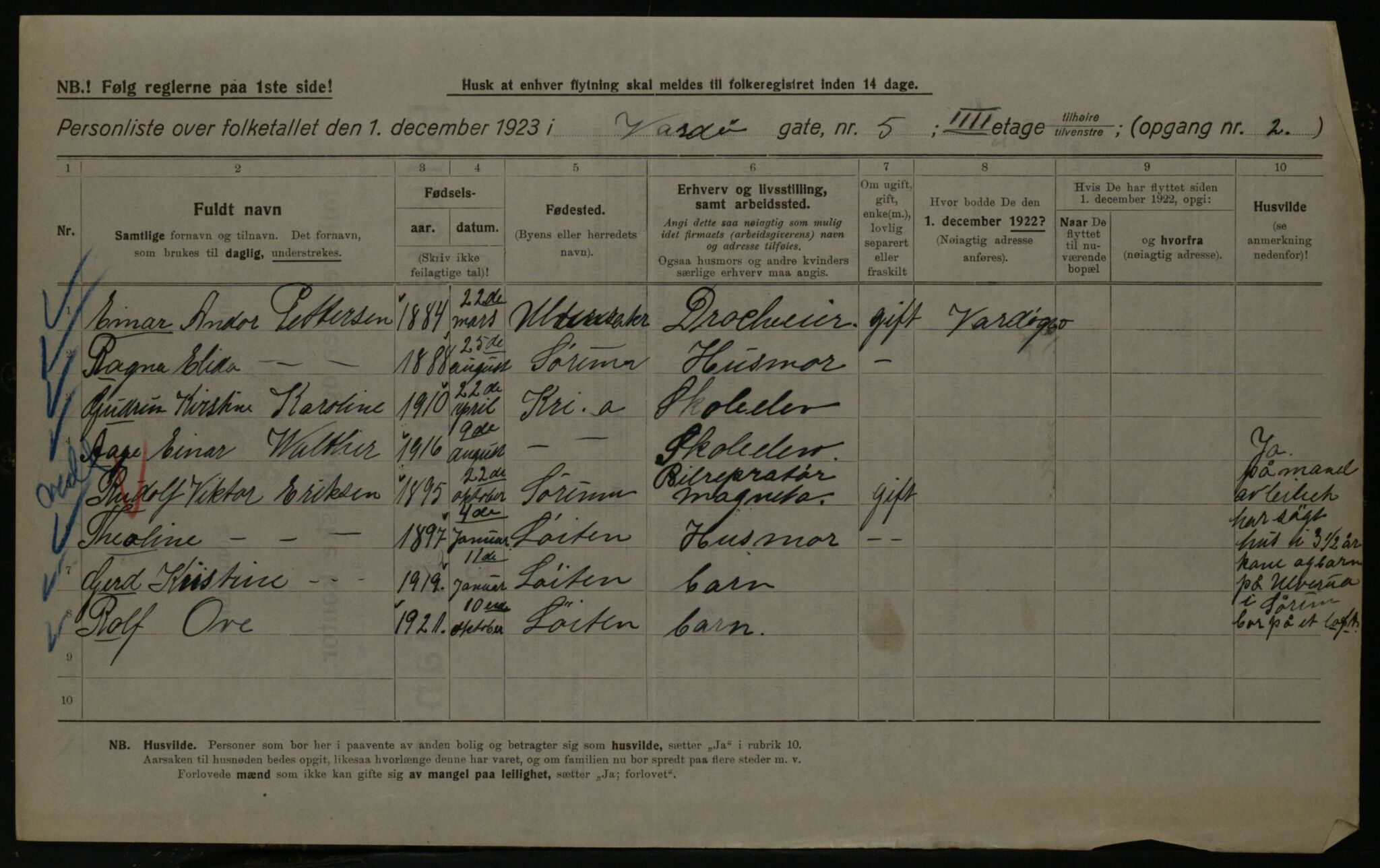 OBA, Municipal Census 1923 for Kristiania, 1923, p. 134768