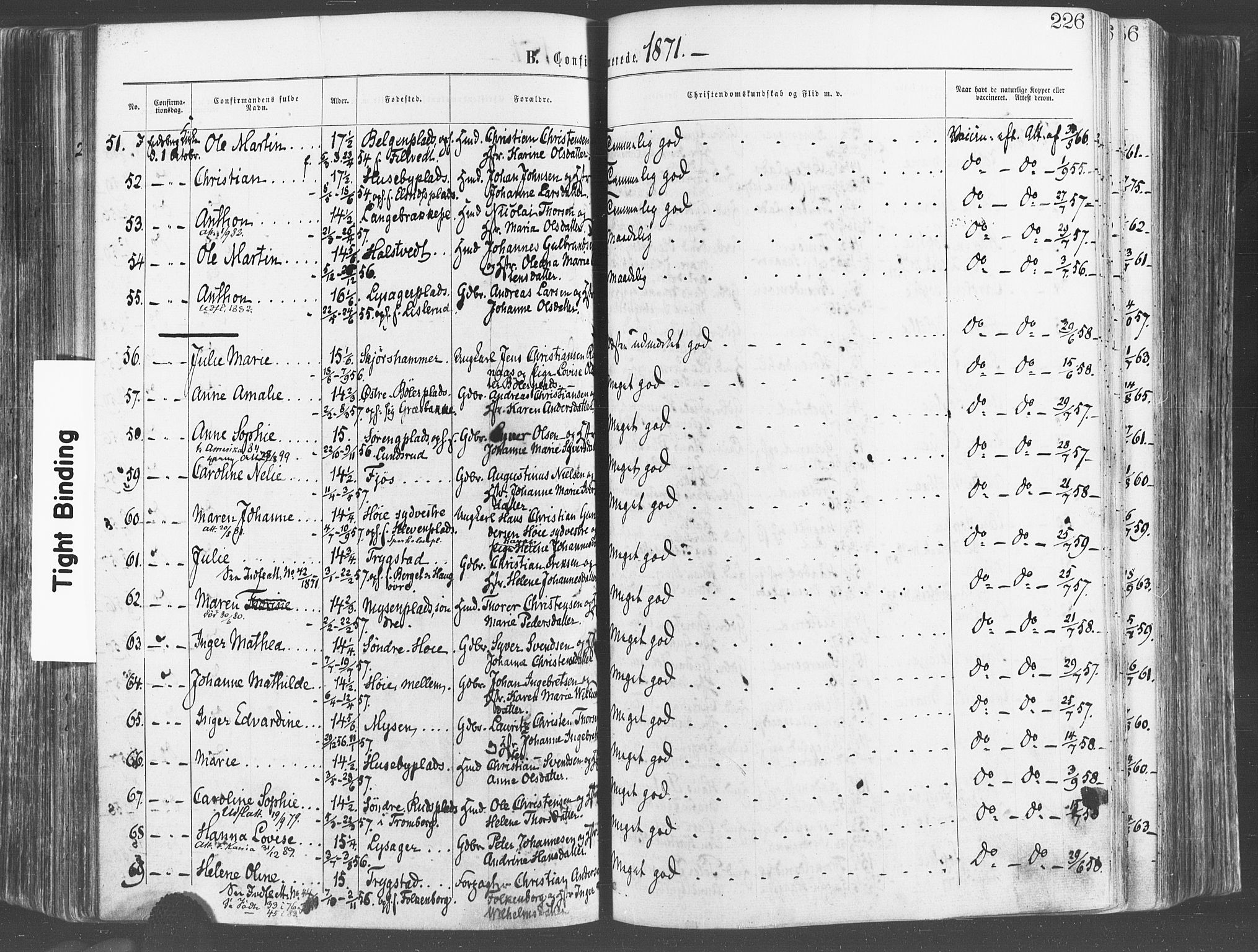 Eidsberg prestekontor Kirkebøker, SAO/A-10905/F/Fa/L0011: Parish register (official) no. I 11, 1867-1878, p. 226
