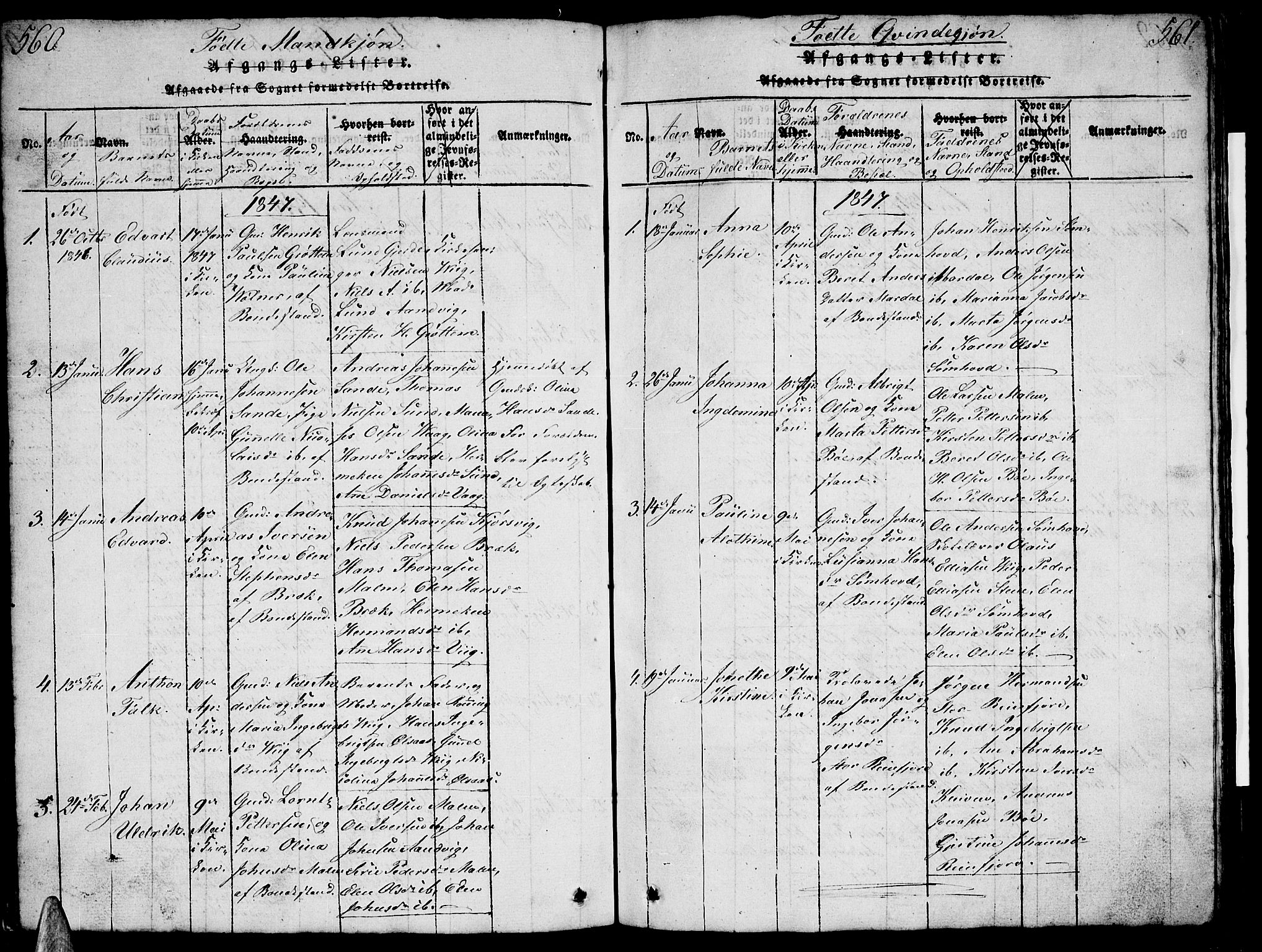 Ministerialprotokoller, klokkerbøker og fødselsregistre - Nordland, SAT/A-1459/812/L0186: Parish register (copy) no. 812C04, 1820-1849, p. 560-561
