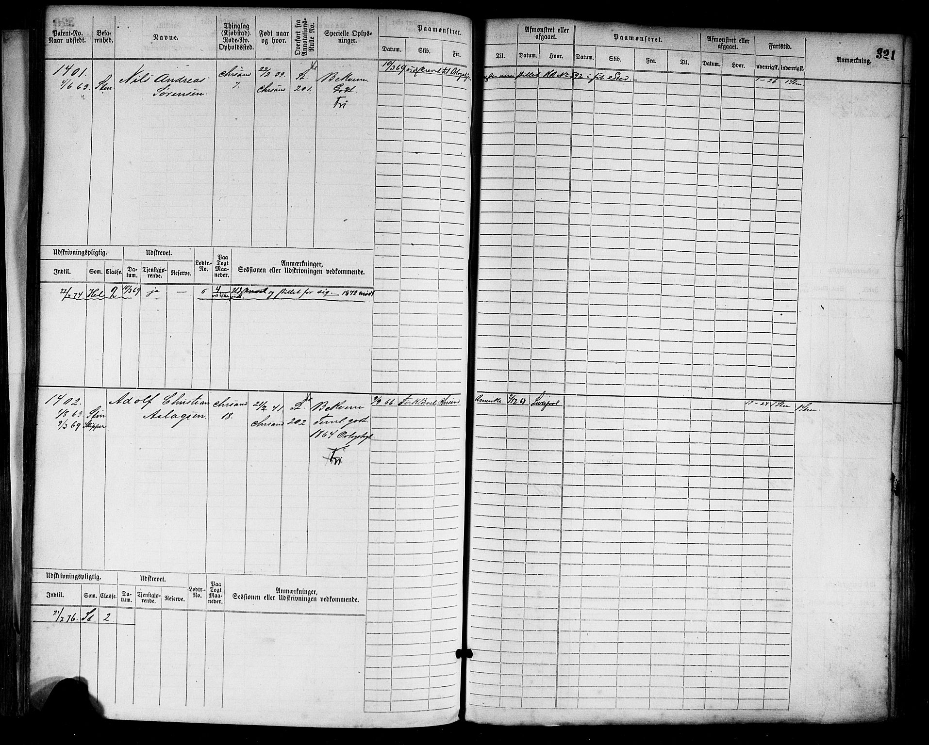 Kristiansand mønstringskrets, SAK/2031-0015/F/Fb/L0004: Hovedrulle nr 763-1521, I-11, 1868-1915, p. 338