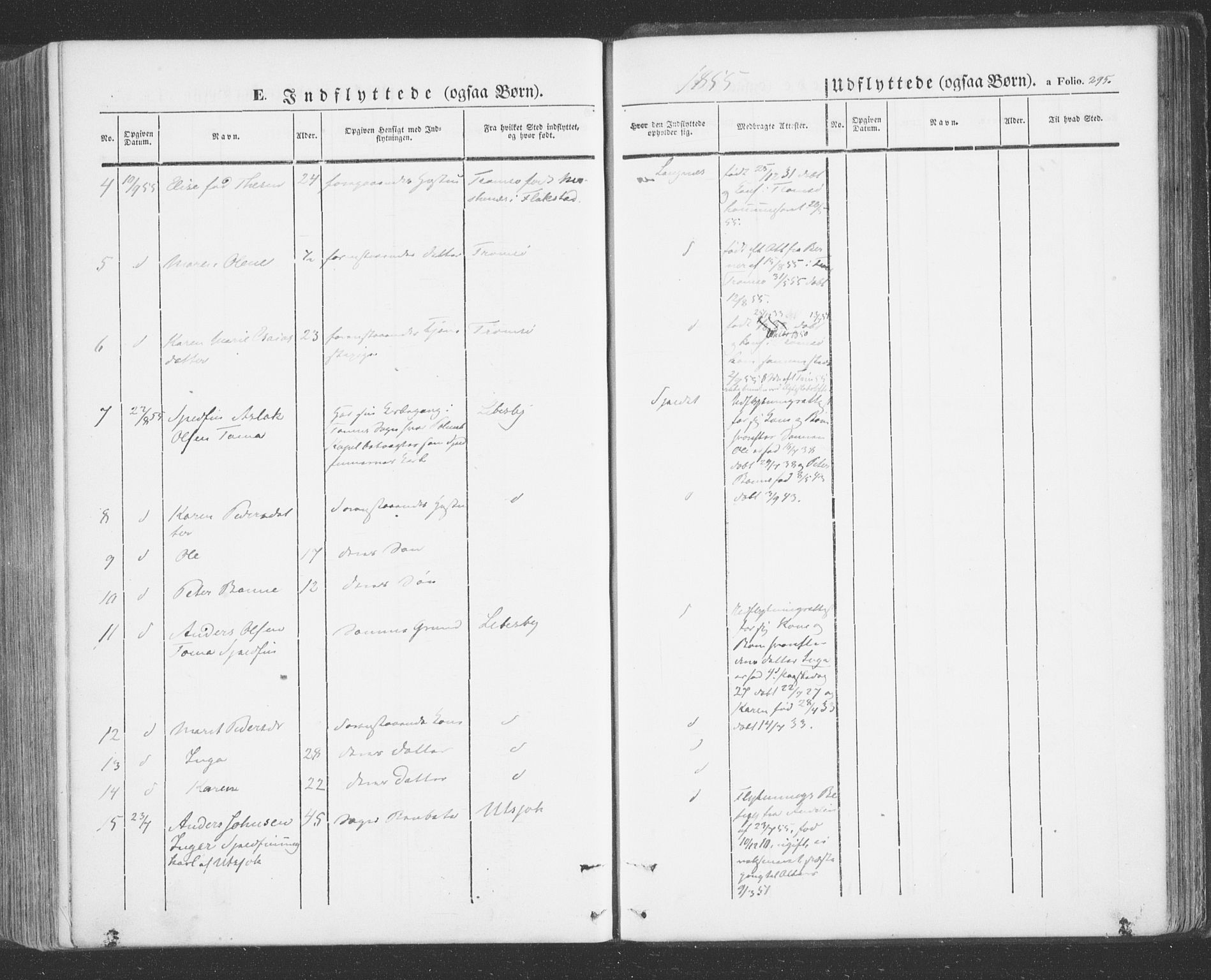 Tana sokneprestkontor, SATØ/S-1334/H/Ha/L0001kirke: Parish register (official) no. 1, 1846-1861, p. 295