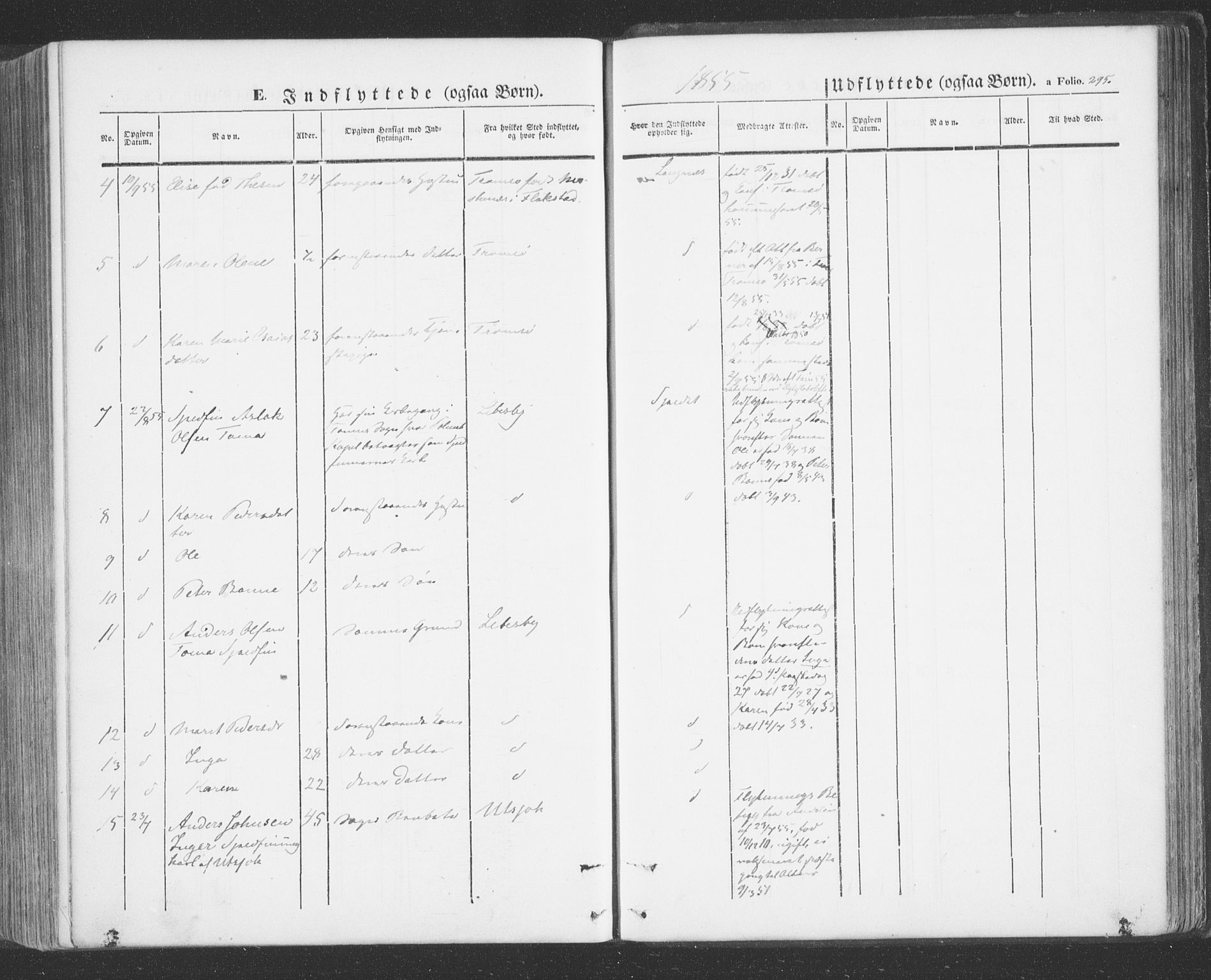 Tana sokneprestkontor, AV/SATØ-S-1334/H/Ha/L0001kirke: Parish register (official) no. 1, 1846-1861, p. 295