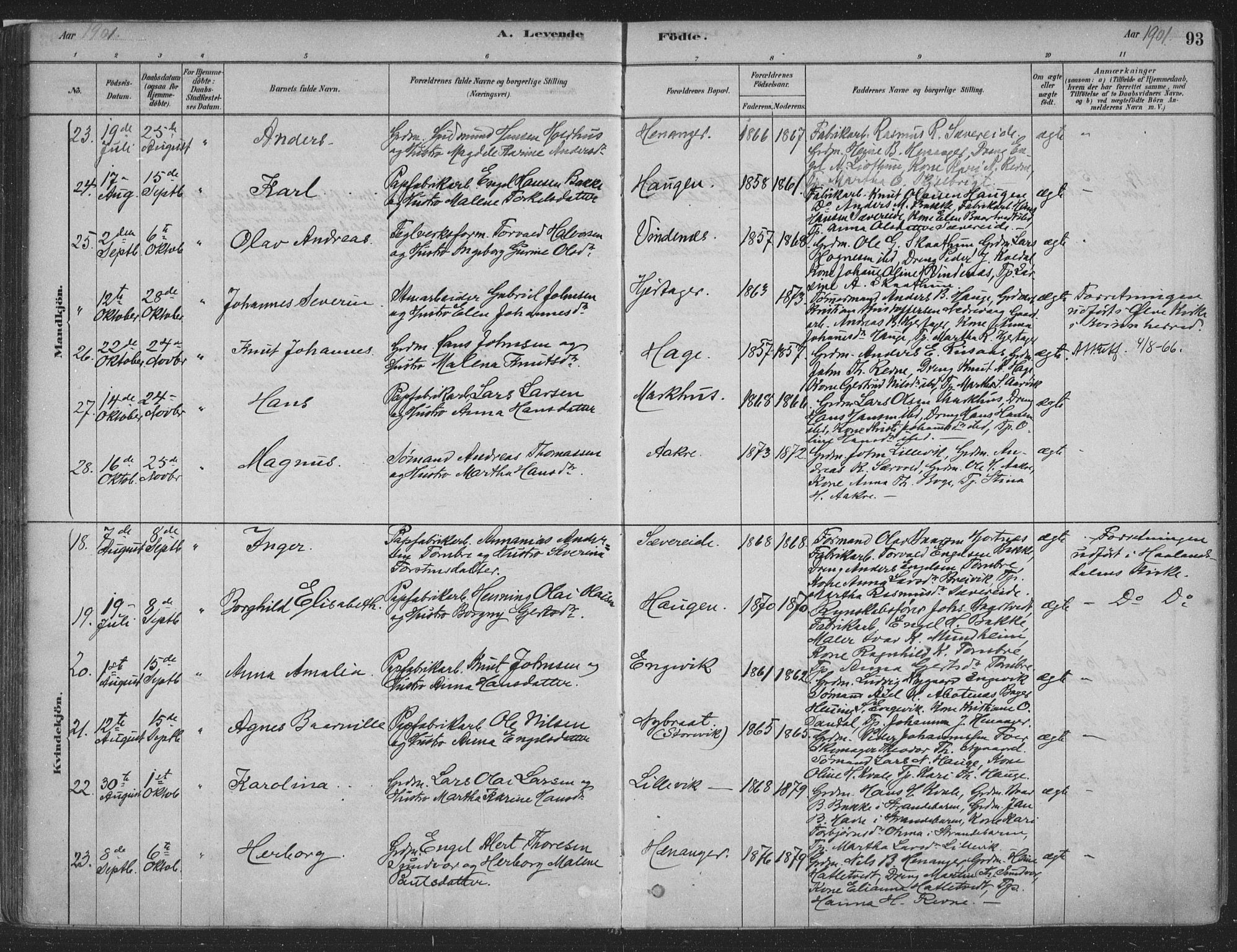 Fusa sokneprestembete, AV/SAB-A-75401/H/Haa: Parish register (official) no. D 1, 1880-1938, p. 93