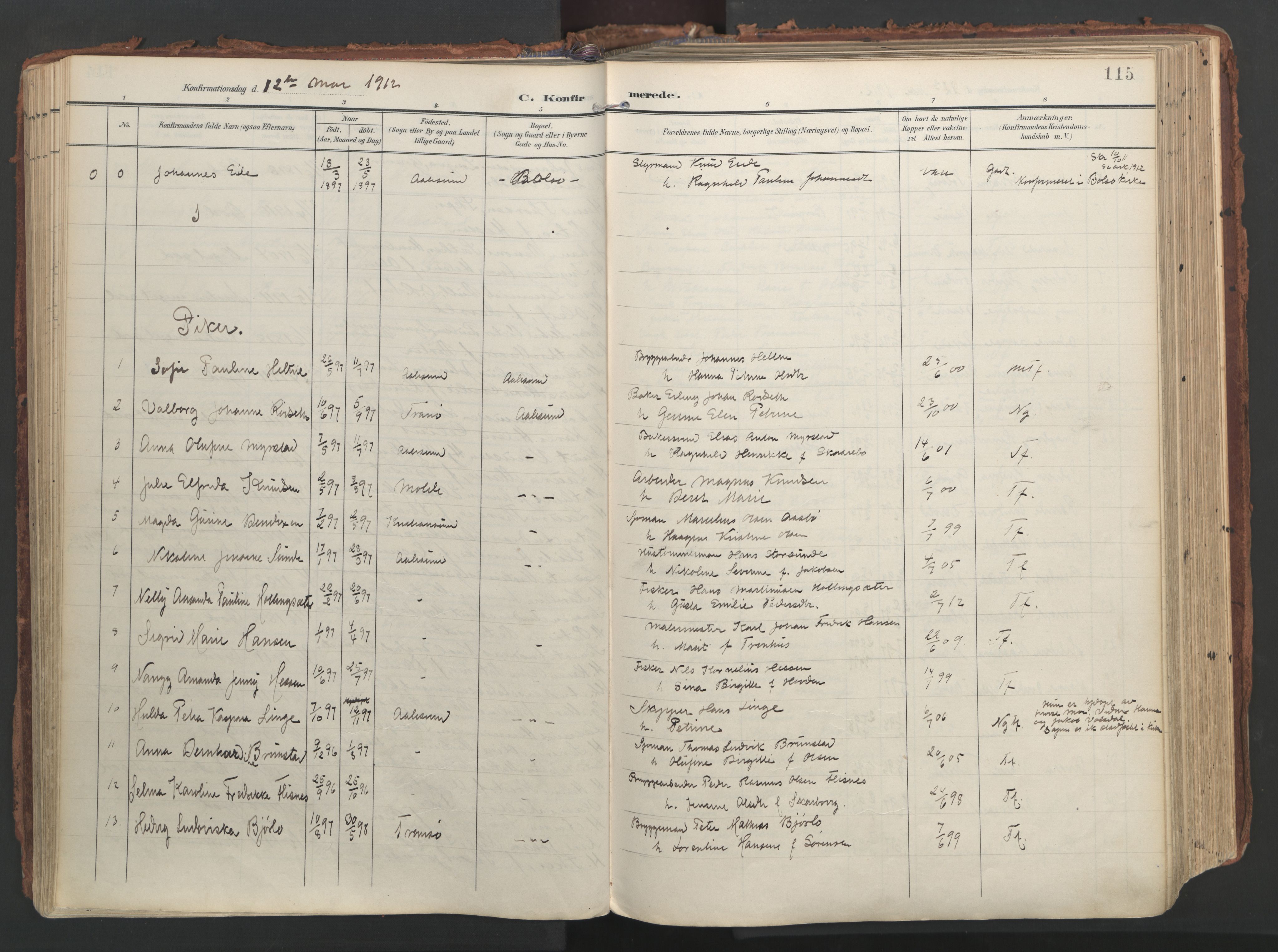 Ministerialprotokoller, klokkerbøker og fødselsregistre - Møre og Romsdal, SAT/A-1454/529/L0459: Parish register (official) no. 529A09, 1904-1917, p. 115