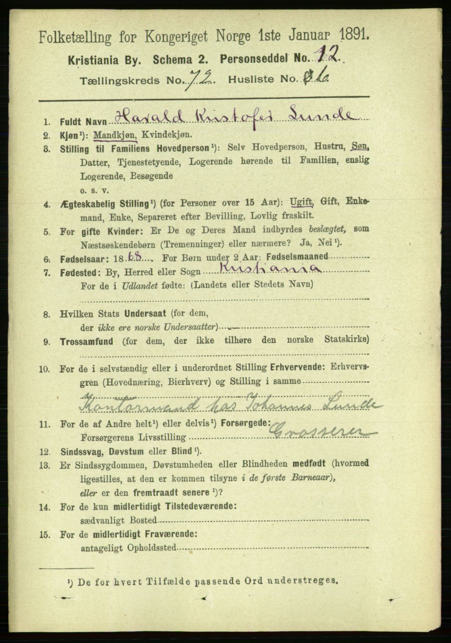 RA, 1891 census for 0301 Kristiania, 1891, p. 39292