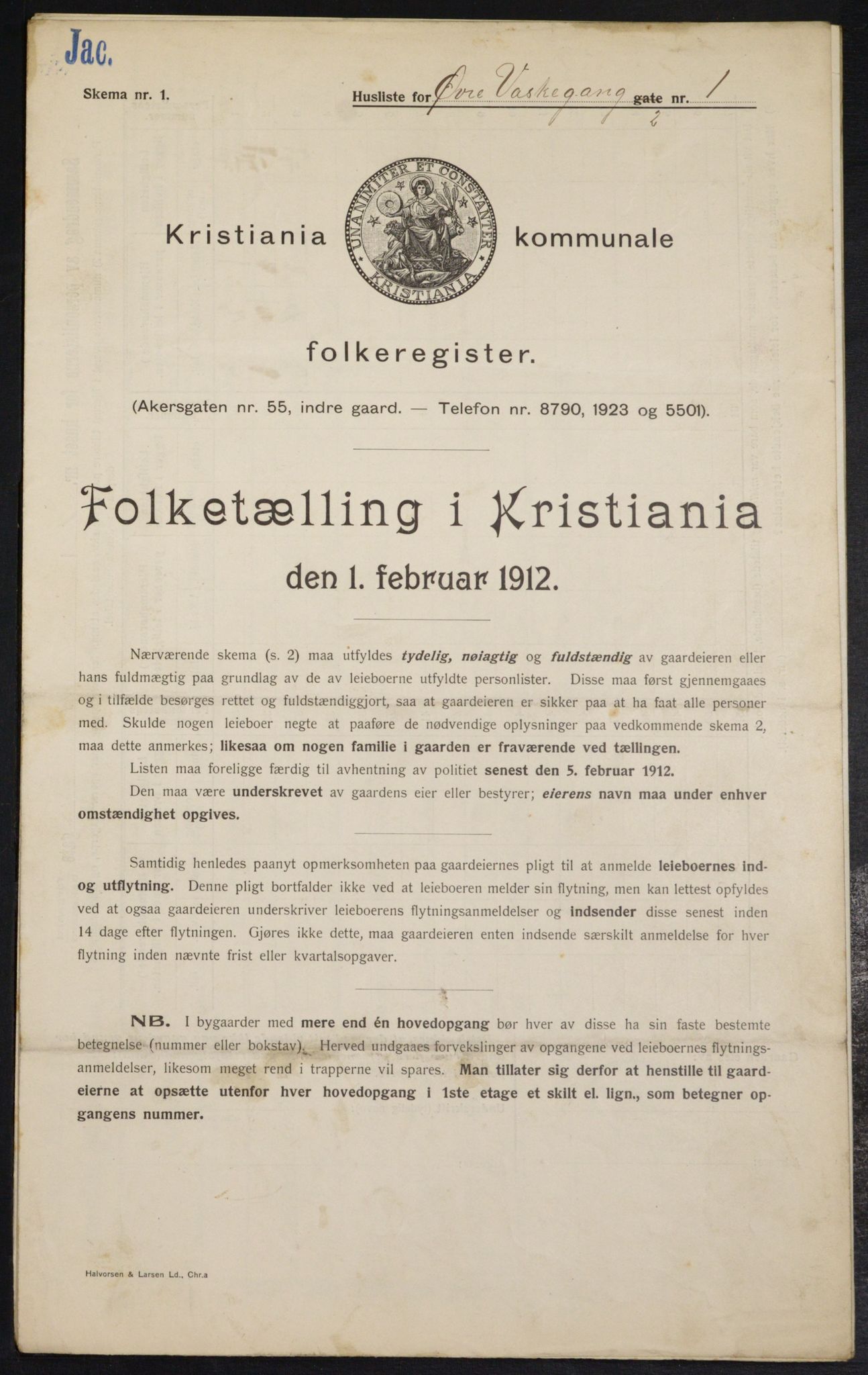 OBA, Municipal Census 1912 for Kristiania, 1912, p. 130015