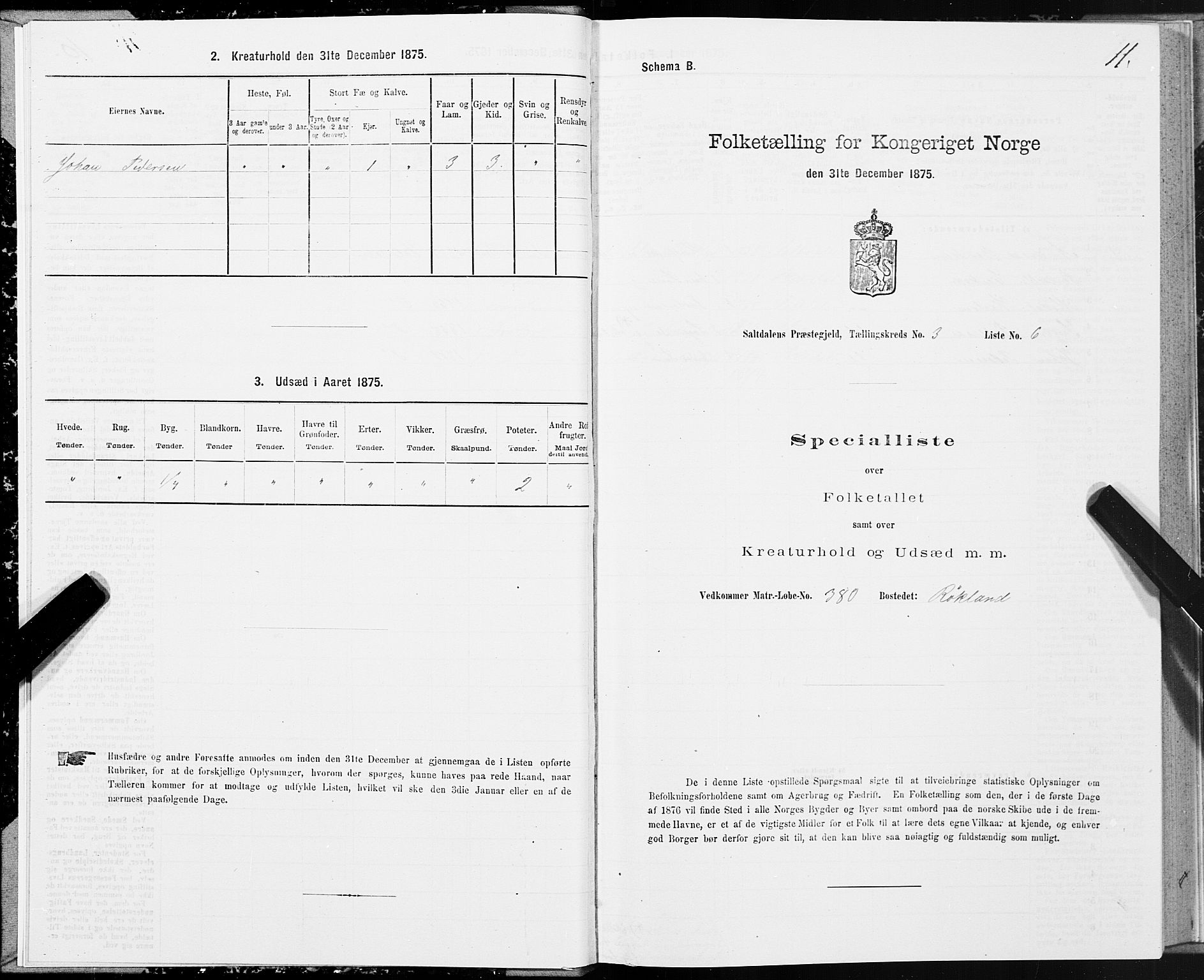 SAT, 1875 census for 1840P Saltdal, 1875, p. 2011