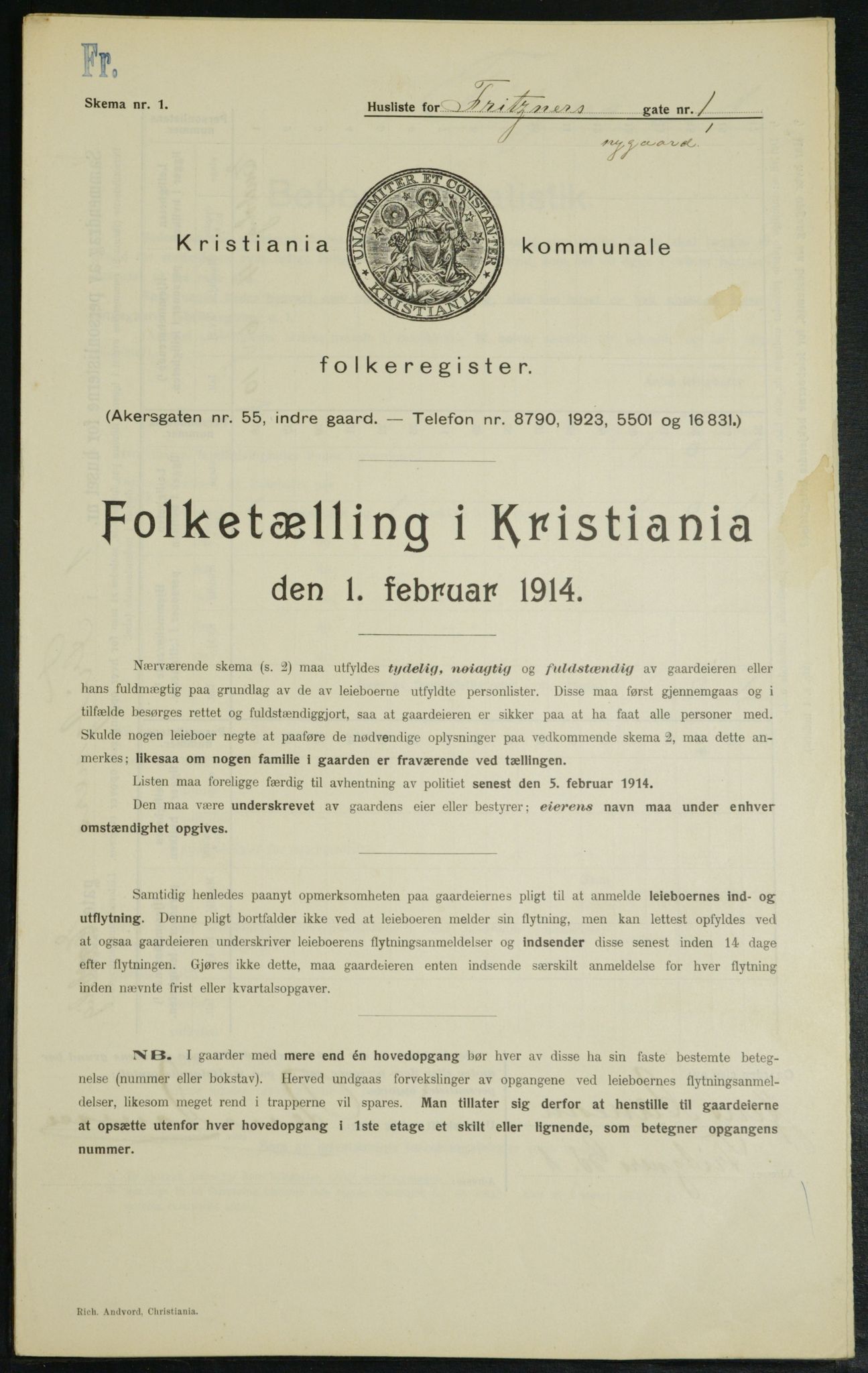 OBA, Municipal Census 1914 for Kristiania, 1914, p. 27235