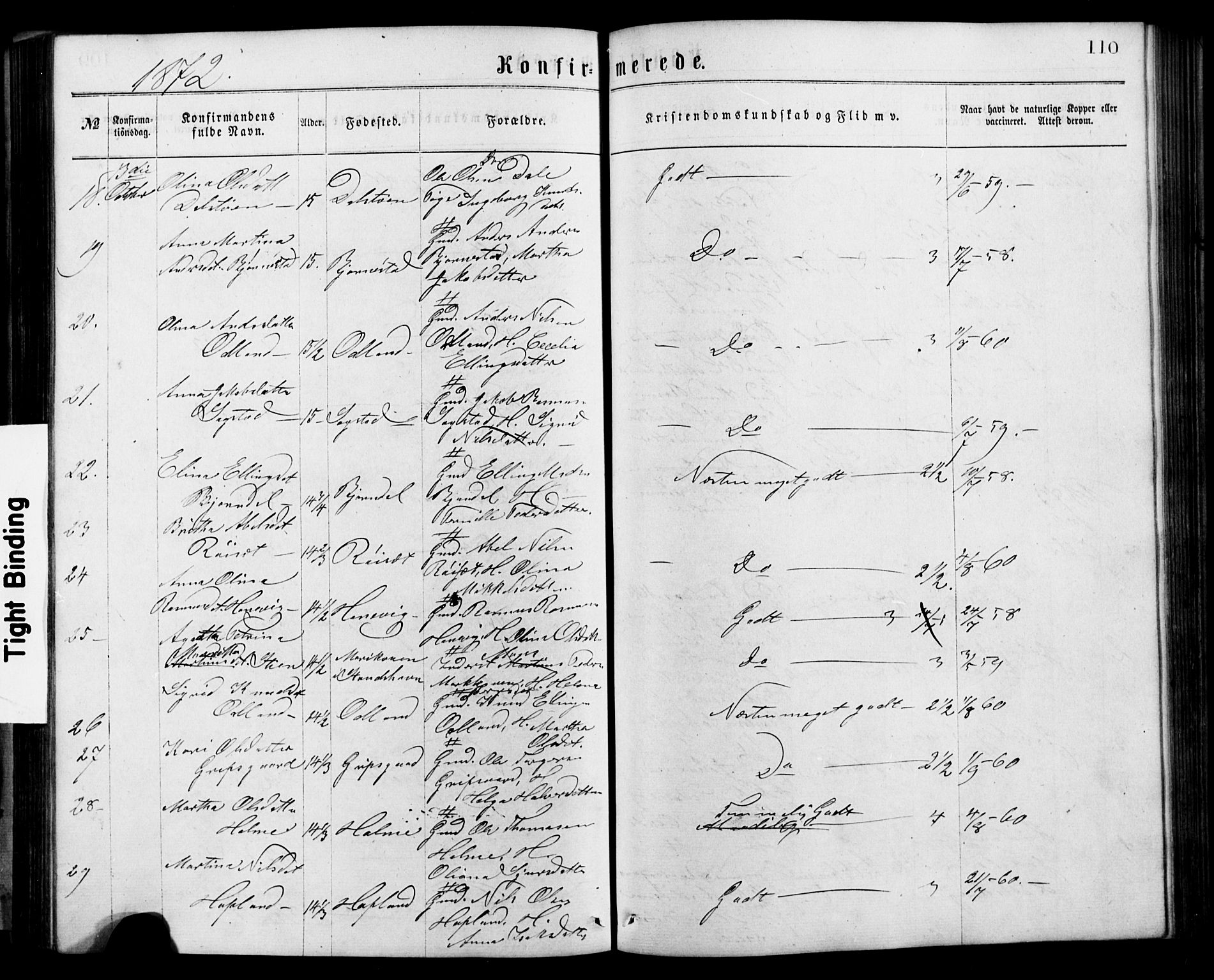 Alversund Sokneprestembete, SAB/A-73901/H/Ha/Hab: Parish register (copy) no. C 2, 1867-1880, p. 110