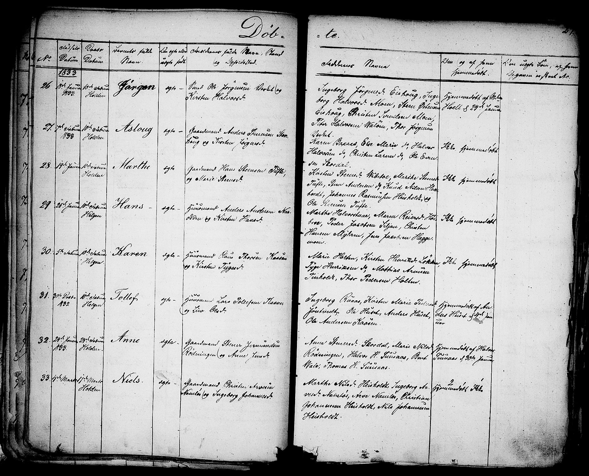 Holla kirkebøker, SAKO/A-272/F/Fa/L0004: Parish register (official) no. 4, 1830-1848, p. 27