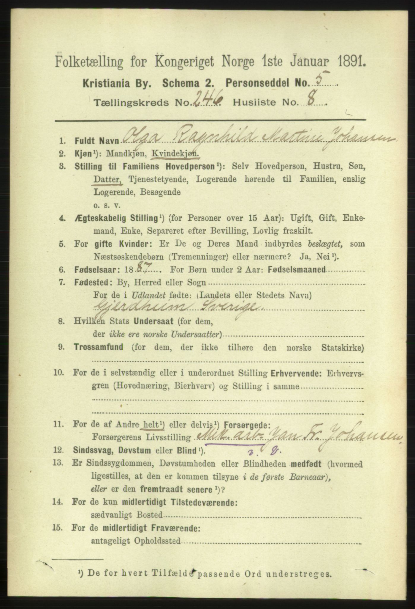 RA, 1891 census for 0301 Kristiania, 1891, p. 150067