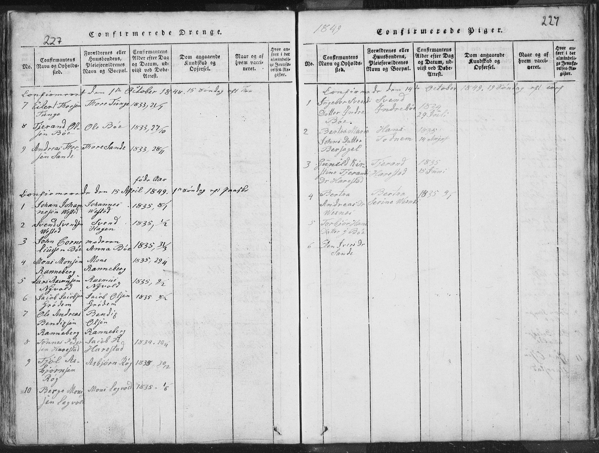 Hetland sokneprestkontor, SAST/A-101826/30/30BA/L0001: Parish register (official) no. A 1, 1816-1856, p. 227
