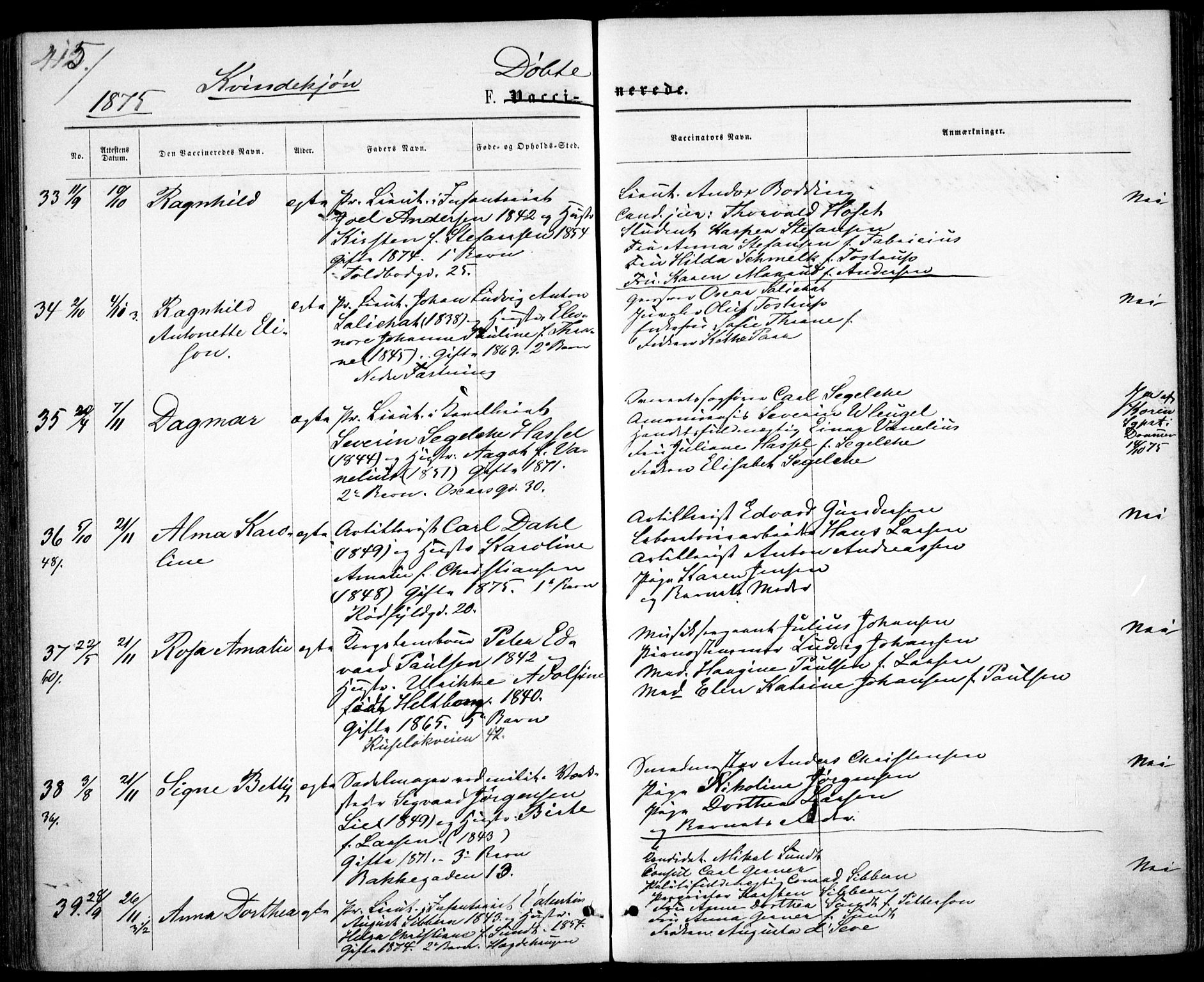 Garnisonsmenigheten Kirkebøker, AV/SAO-A-10846/G/Ga/L0006: Parish register (copy) no. 6, 1860-1880, p. 415