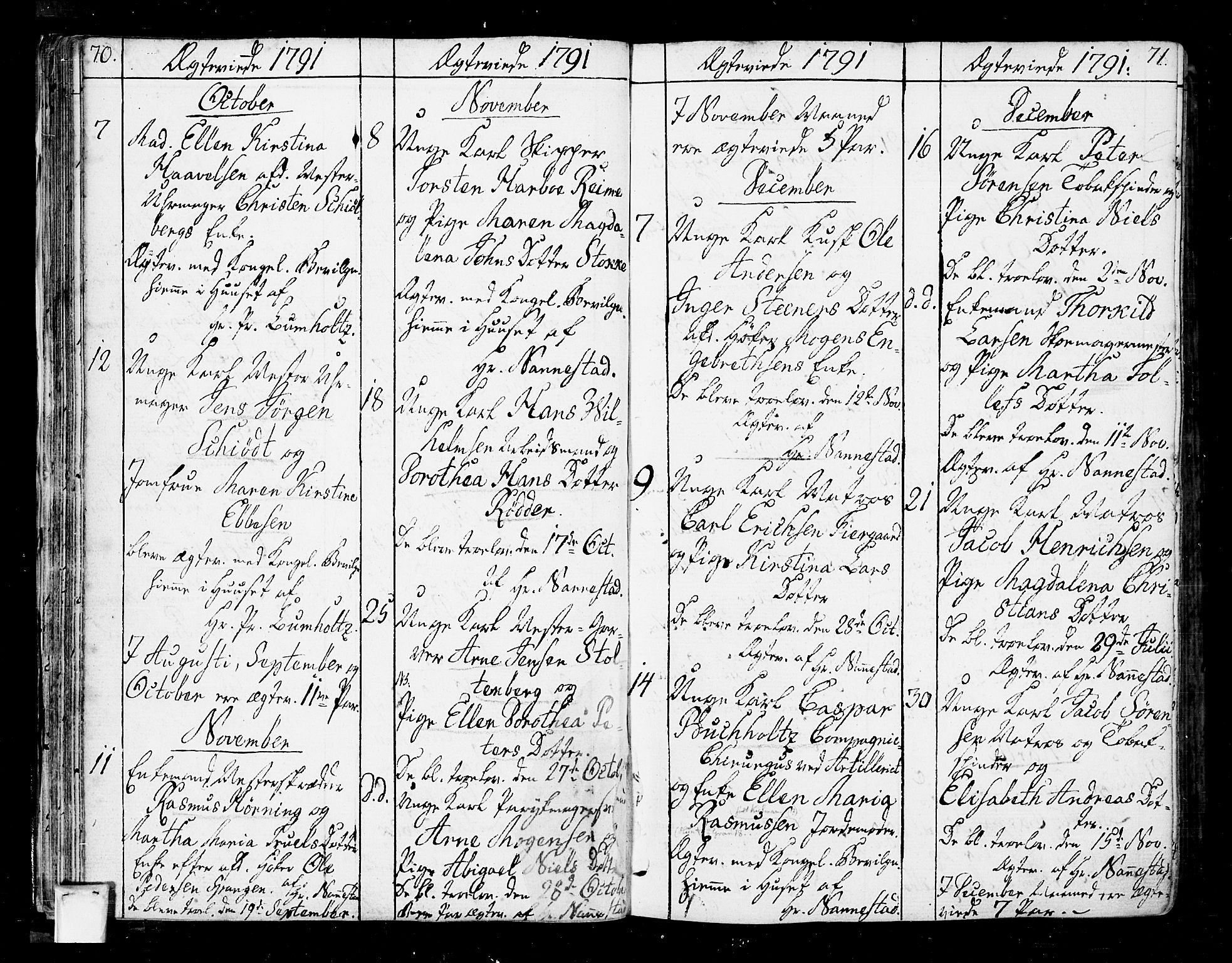Oslo domkirke Kirkebøker, SAO/A-10752/F/Fa/L0005: Parish register (official) no. 5, 1787-1806, p. 70-71