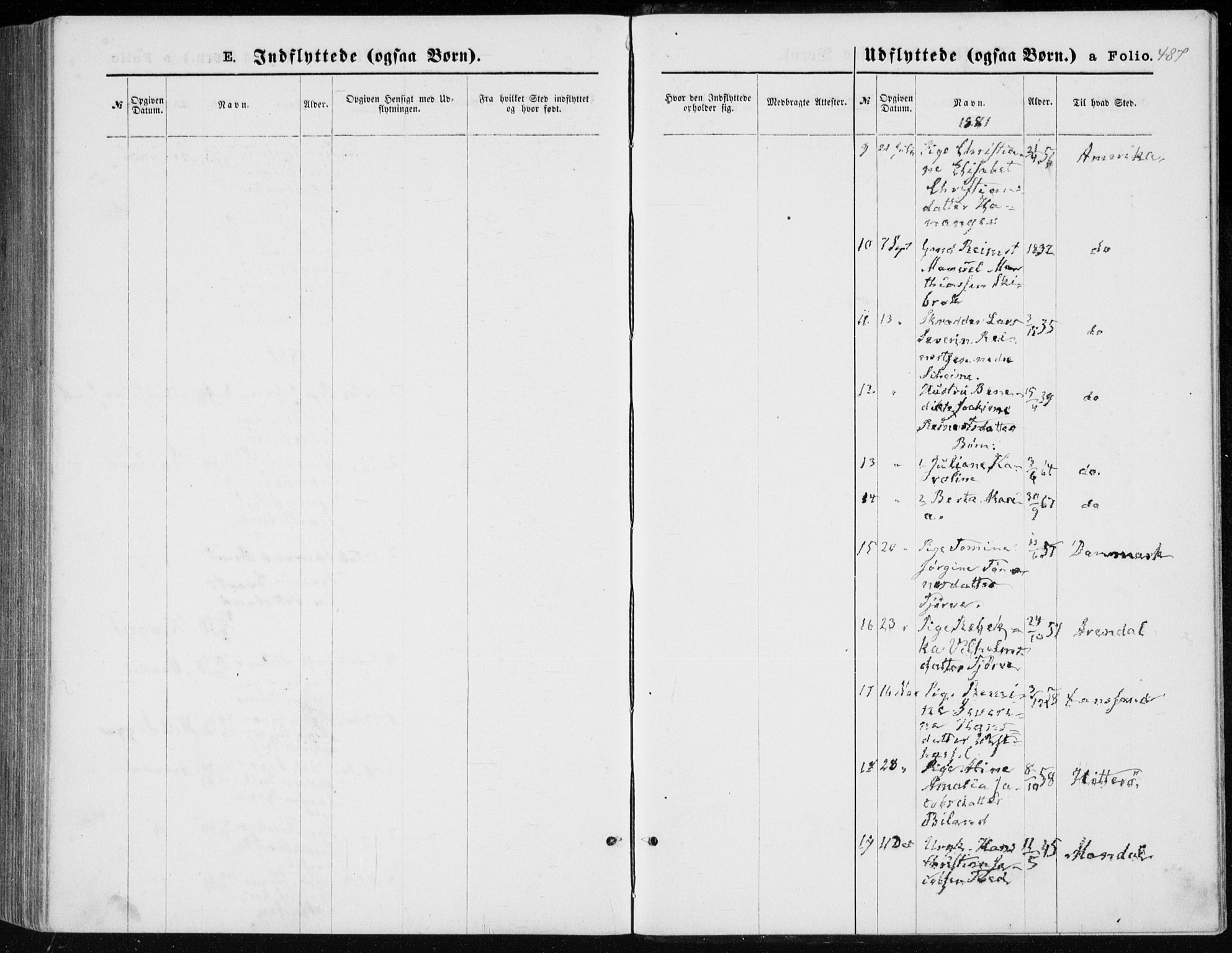 Lista sokneprestkontor, AV/SAK-1111-0027/F/Fb/L0004: Parish register (copy) no. B 4, 1877-1891, p. 487