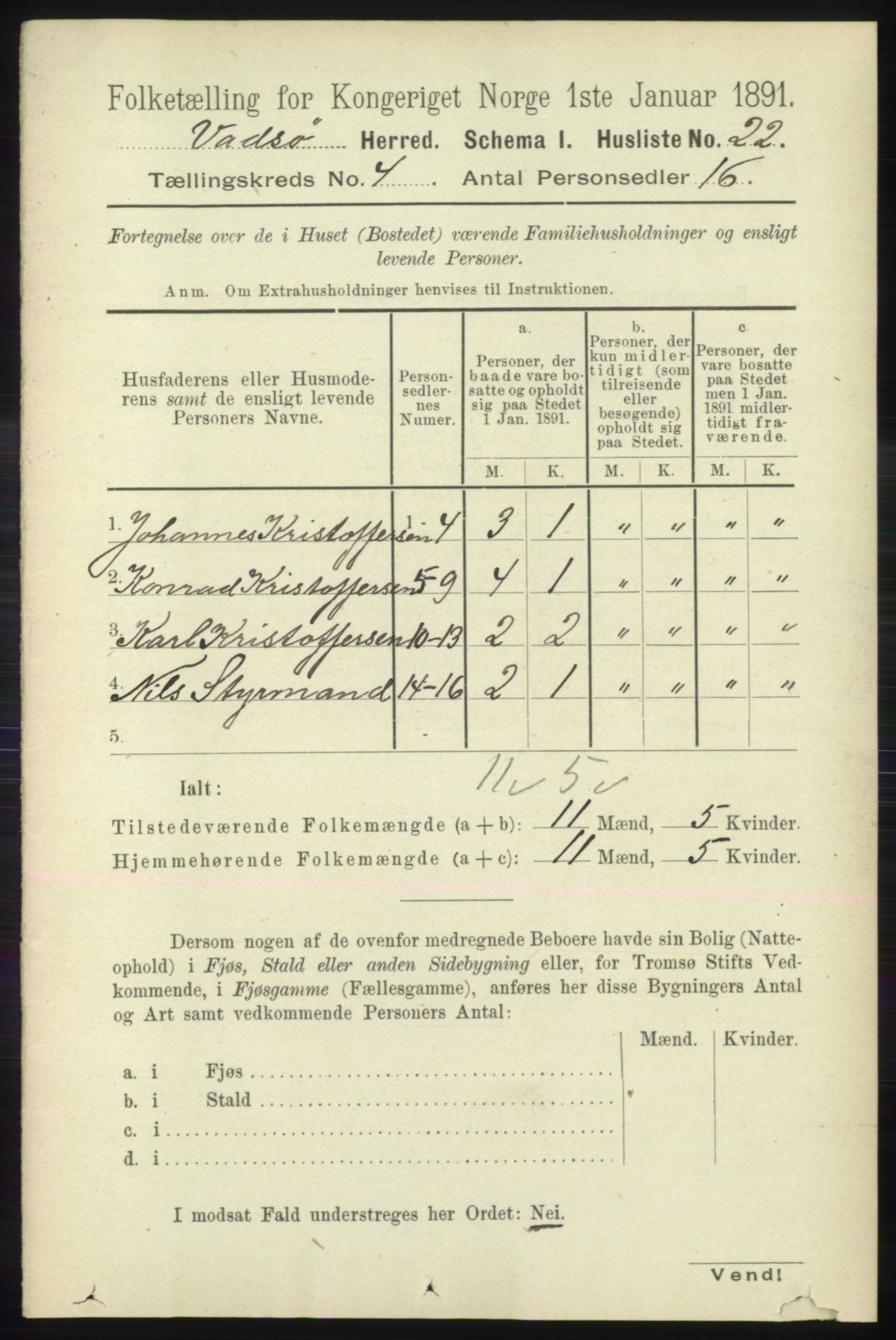 RA, 1891 census for 2029 Vadsø, 1891, p. 1165