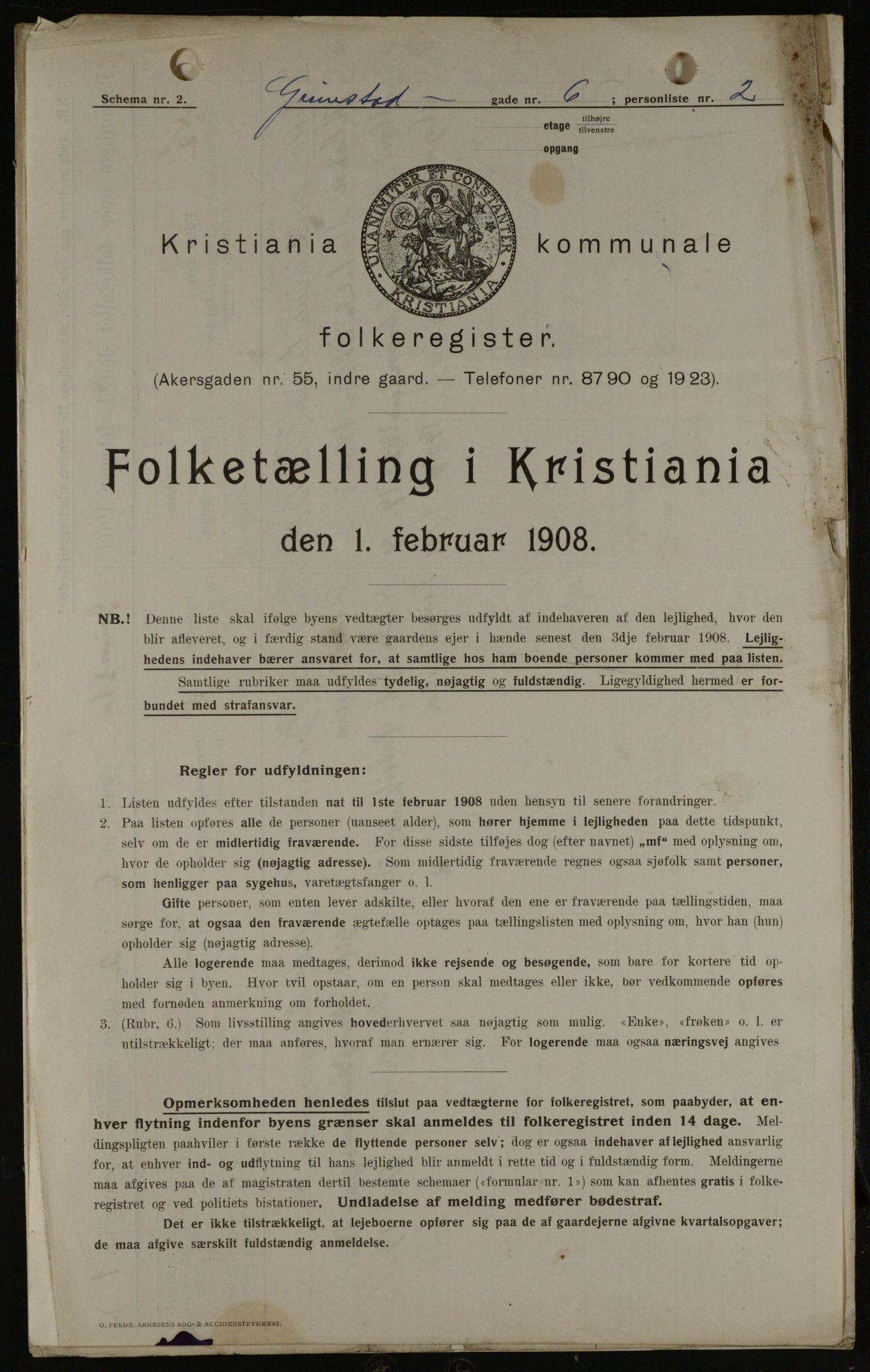 OBA, Municipal Census 1908 for Kristiania, 1908, p. 26961