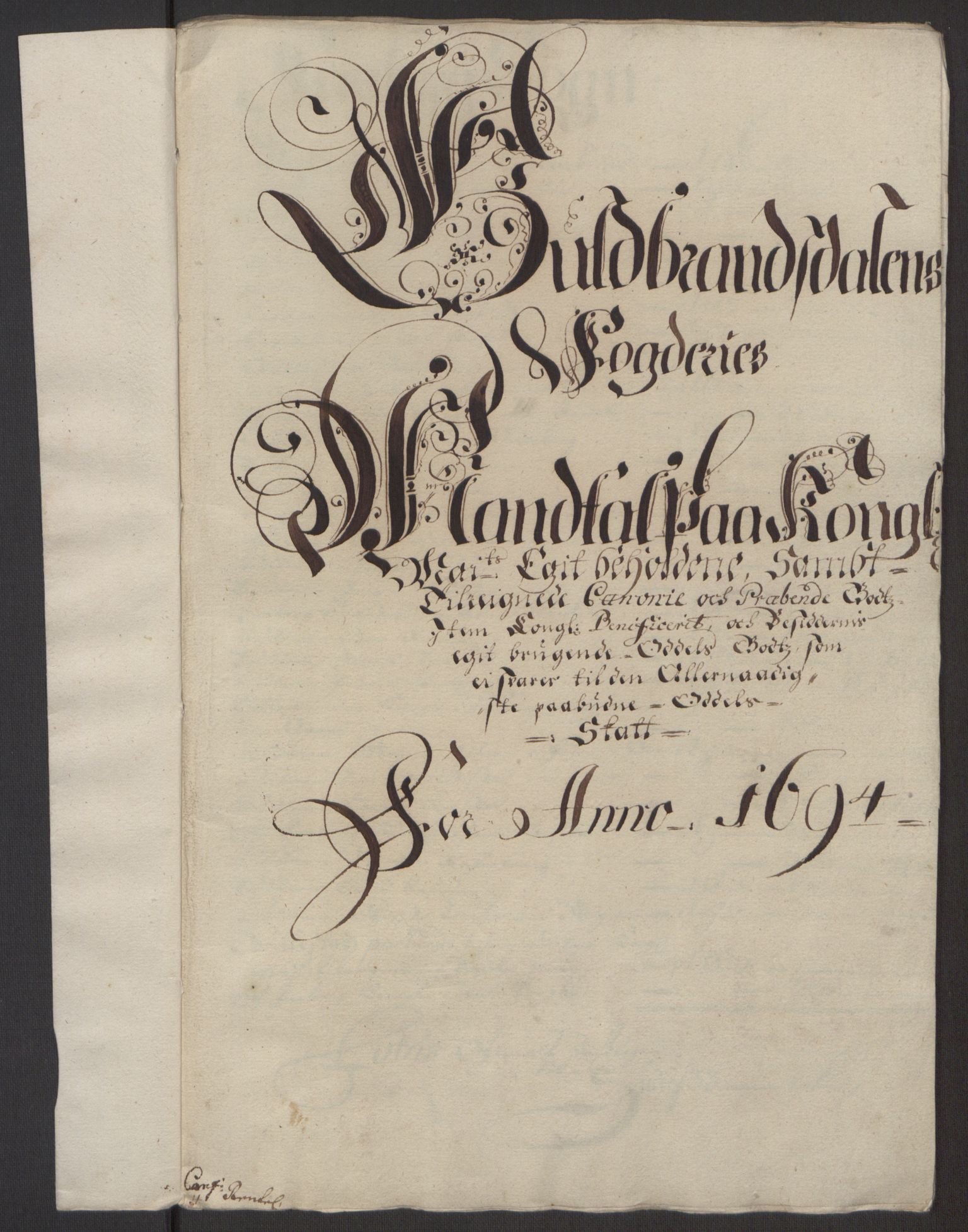 Rentekammeret inntil 1814, Reviderte regnskaper, Fogderegnskap, AV/RA-EA-4092/R17/L1168: Fogderegnskap Gudbrandsdal, 1694, p. 307