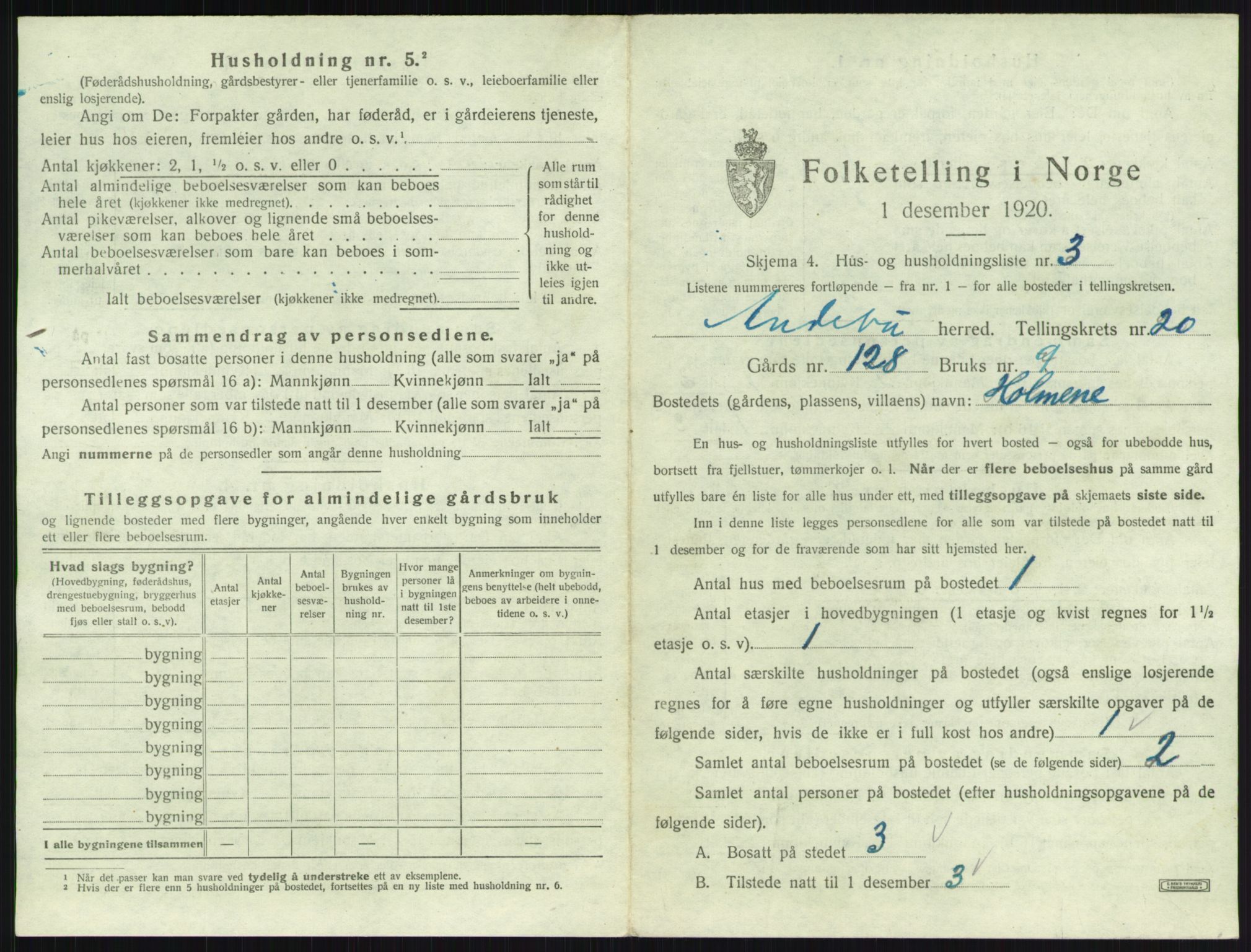 SAKO, 1920 census for Andebu, 1920, p. 1108