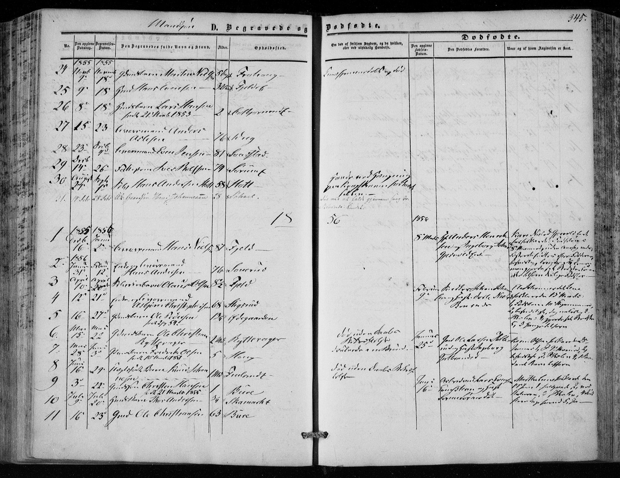 Hole kirkebøker, SAKO/A-228/F/Fa/L0006: Parish register (official) no. I 6, 1852-1872, p. 345