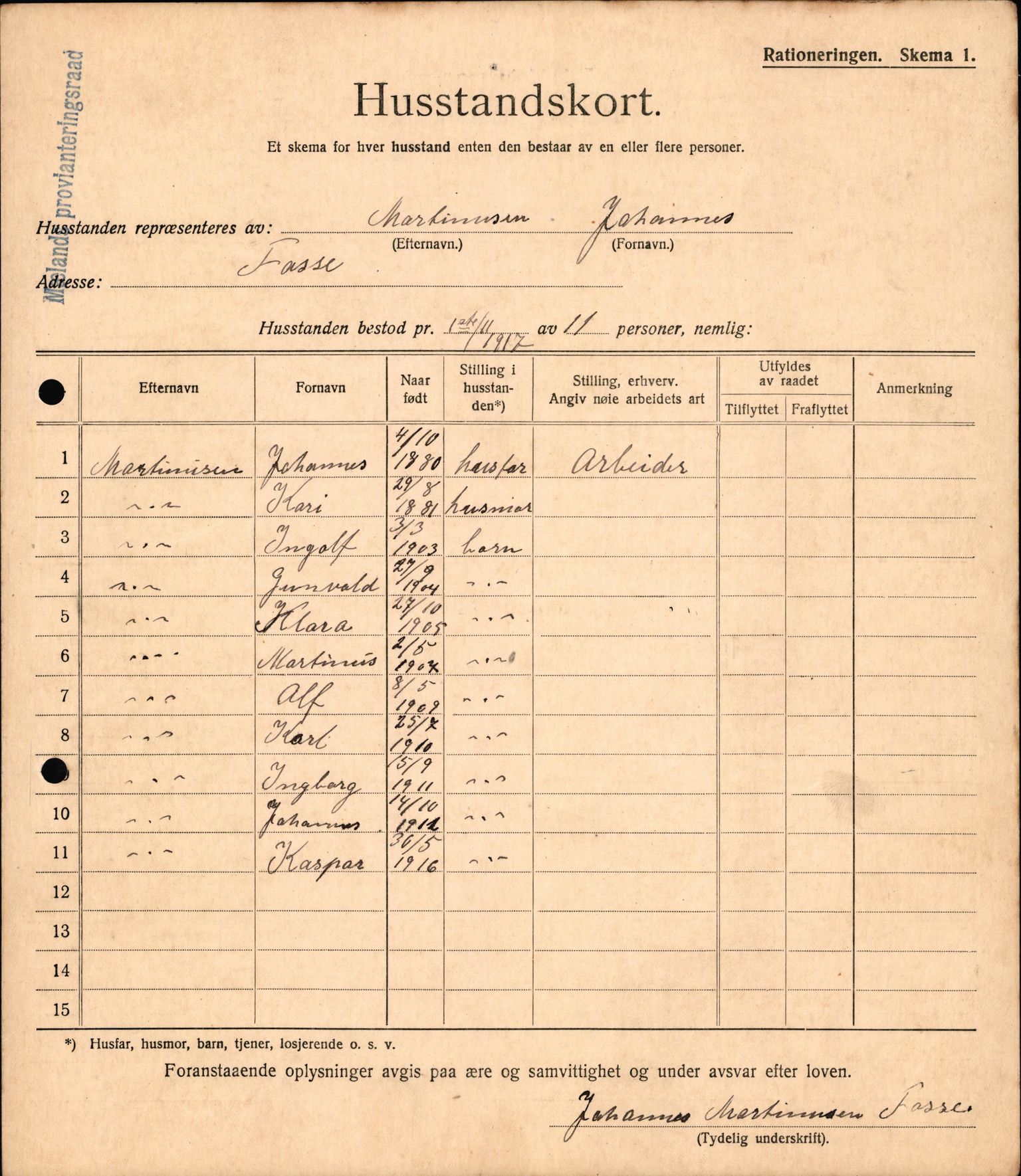 IKAH, Meland kommune, Provianteringsrådet, Husstander per 01.11.1917, 1917-1918, p. 237