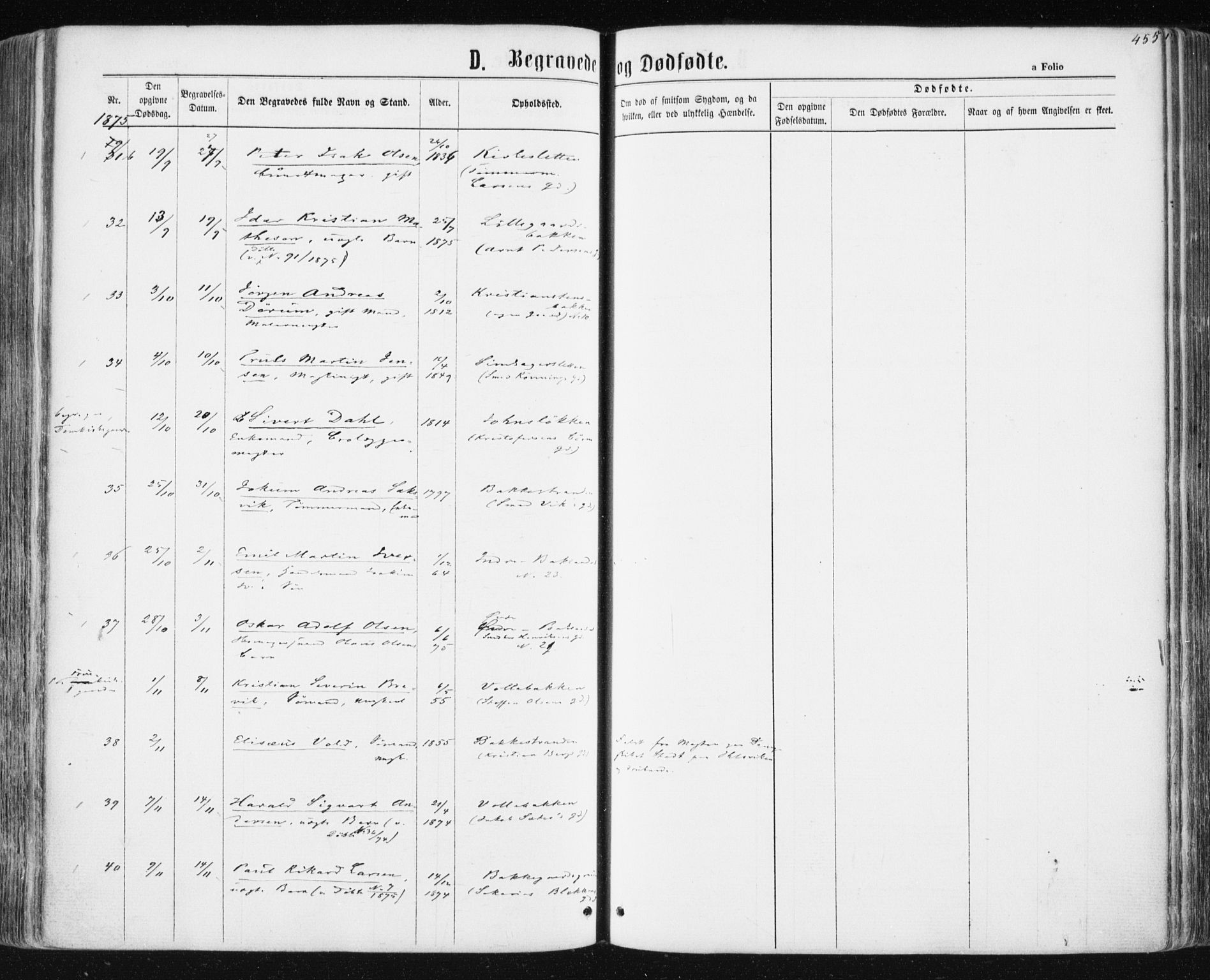 Ministerialprotokoller, klokkerbøker og fødselsregistre - Sør-Trøndelag, SAT/A-1456/604/L0186: Parish register (official) no. 604A07, 1866-1877, p. 455