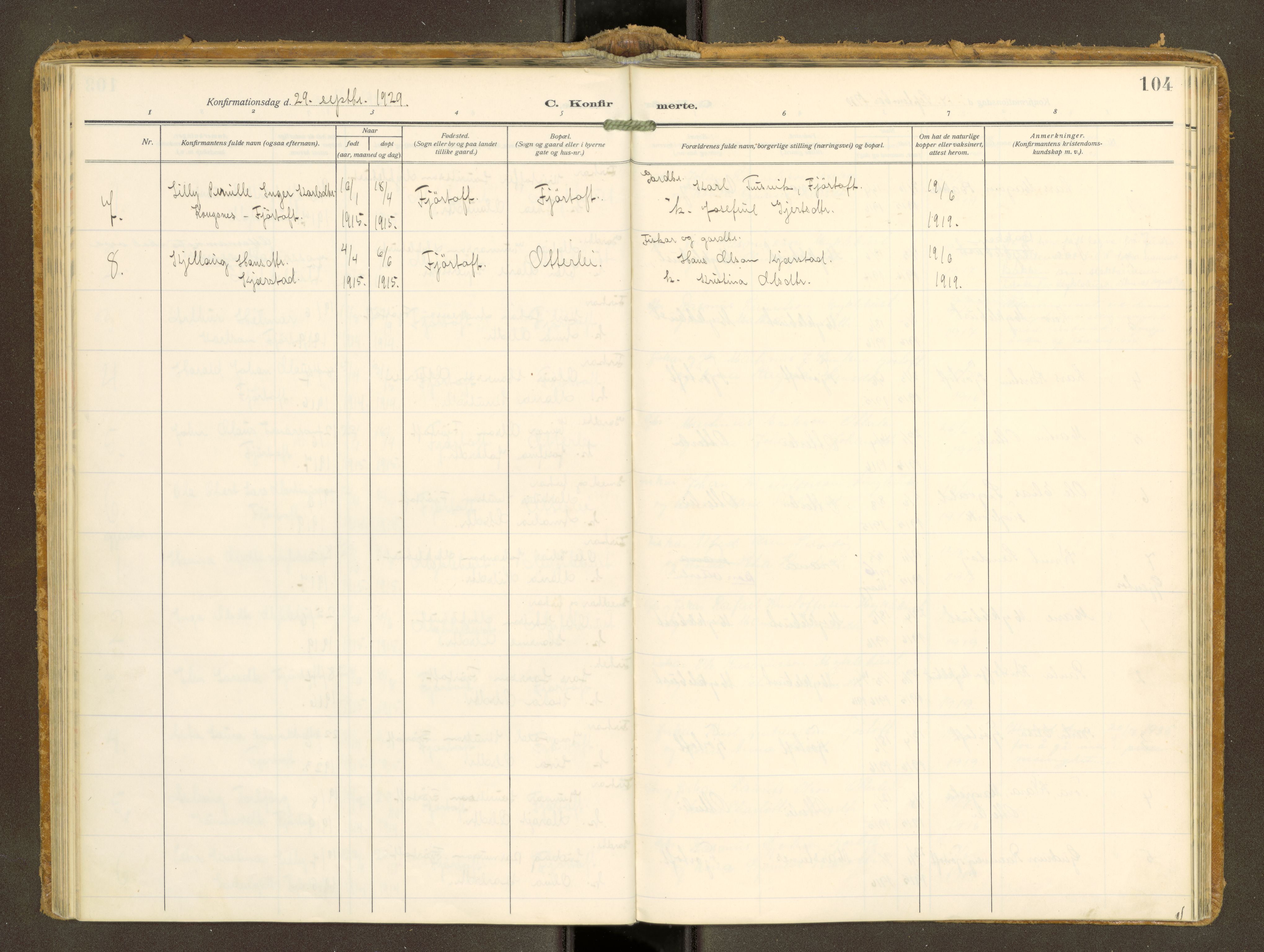 Ministerialprotokoller, klokkerbøker og fødselsregistre - Møre og Romsdal, AV/SAT-A-1454/538/L0528: Parish register (official) no. 538A--, 1911-1935, p. 104