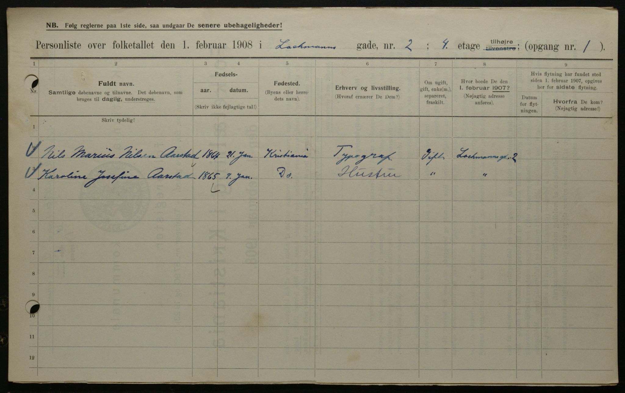 OBA, Municipal Census 1908 for Kristiania, 1908, p. 73474