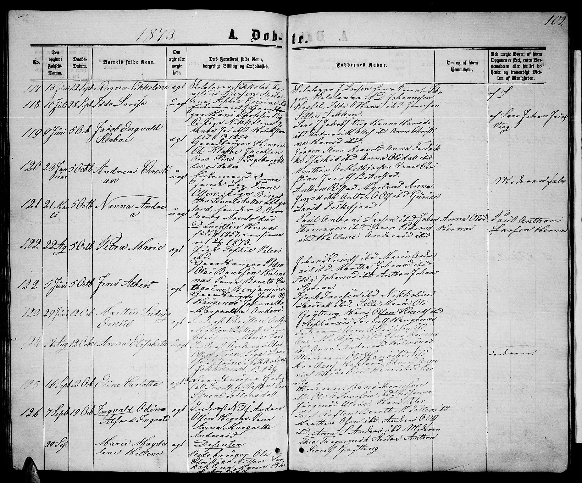 Ministerialprotokoller, klokkerbøker og fødselsregistre - Nordland, AV/SAT-A-1459/888/L1266: Parish register (copy) no. 888C04, 1864-1877, p. 102