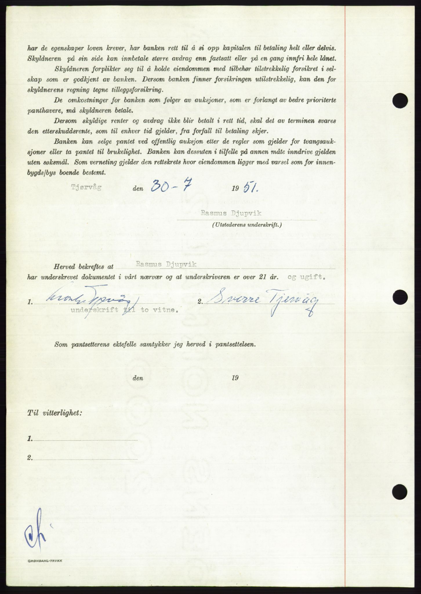 Søre Sunnmøre sorenskriveri, AV/SAT-A-4122/1/2/2C/L0120: Mortgage book no. 8B, 1951-1951, Diary no: : 1544/1951