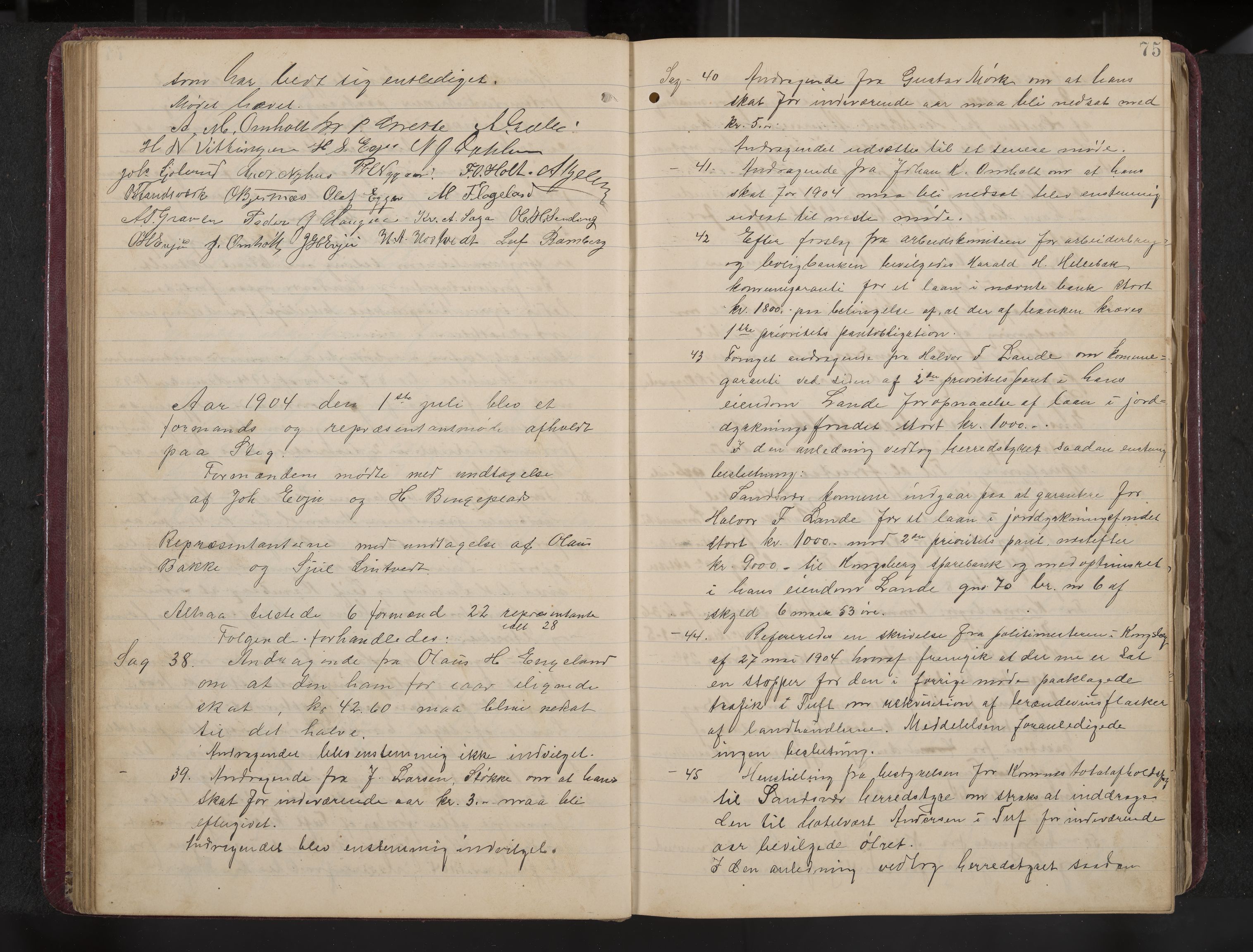 Ytre Sandsvær formannskap og sentraladministrasjon, IKAK/0629021/A/Aa/L0001: Møtebok med register, 1902-1919, p. 75