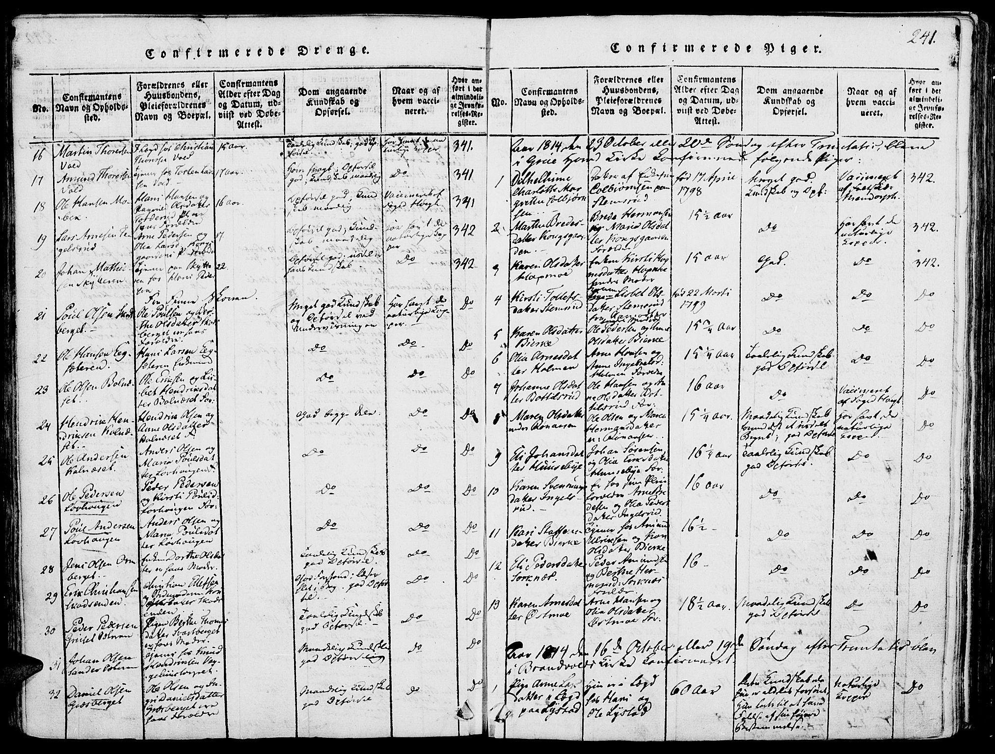 Grue prestekontor, SAH/PREST-036/H/Ha/Haa/L0006: Parish register (official) no. 6, 1814-1830, p. 241