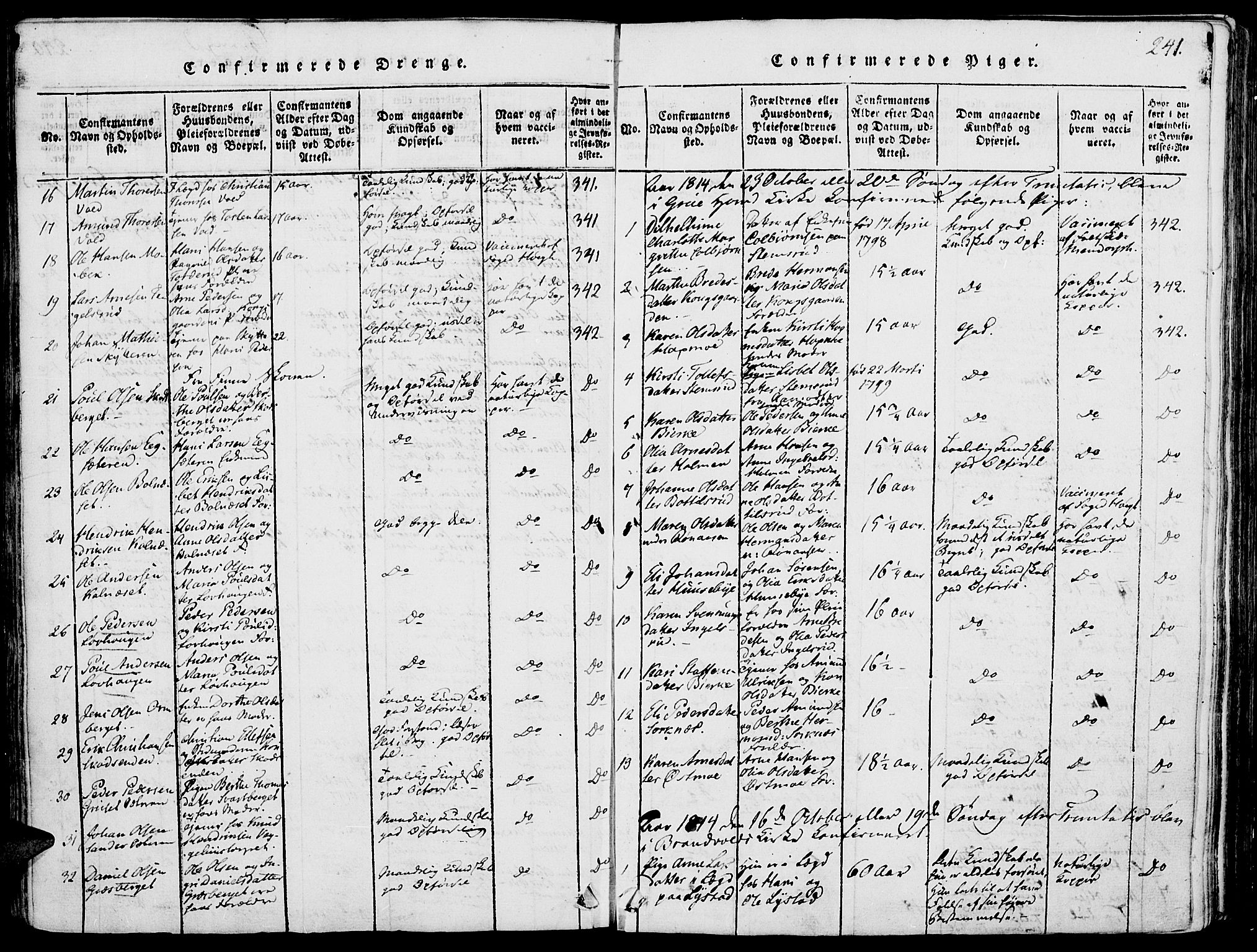 Grue prestekontor, AV/SAH-PREST-036/H/Ha/Haa/L0006: Parish register (official) no. 6, 1814-1830, p. 241