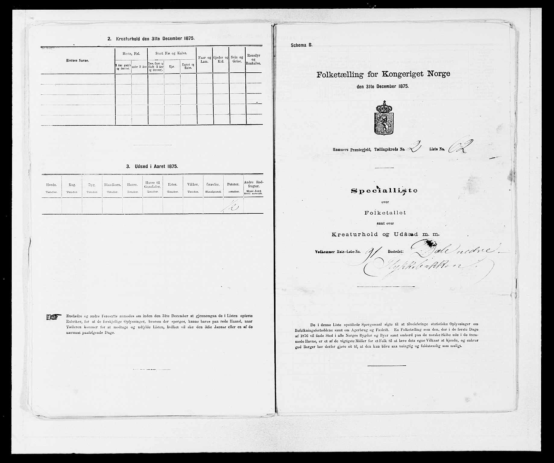 SAB, 1875 census for 1254P Hamre, 1875, p. 295