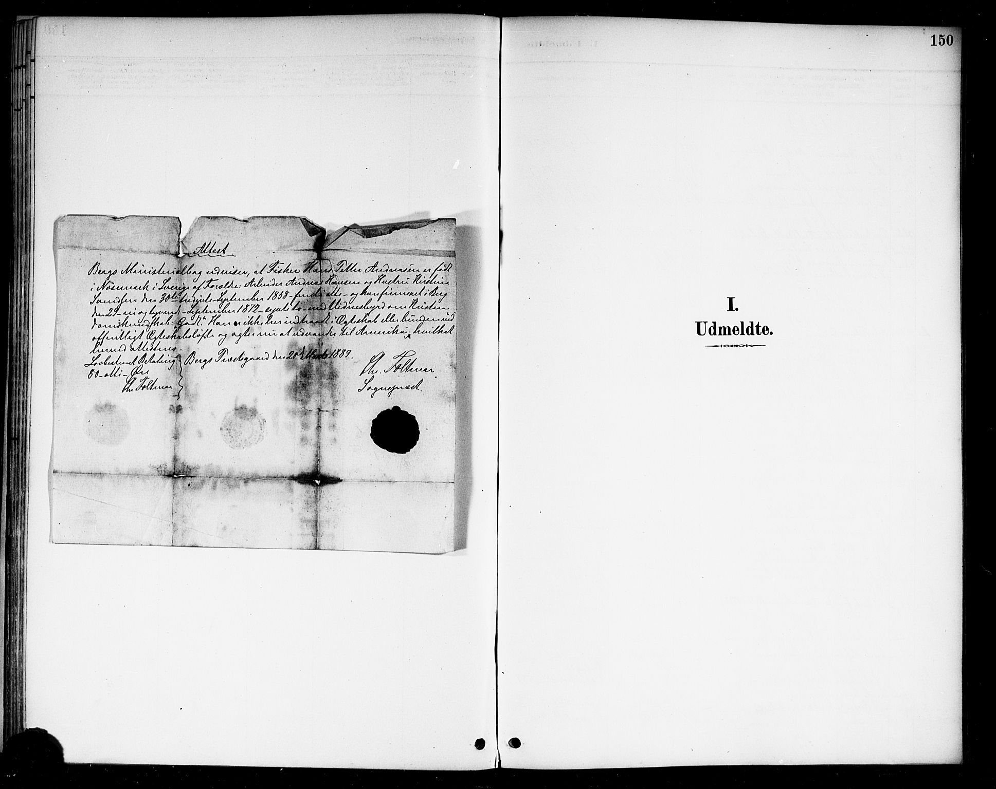 Berg prestekontor Kirkebøker, AV/SAO-A-10902/F/Fa/L0007: Parish register (official) no. I 7, 1888-1902, p. 150
