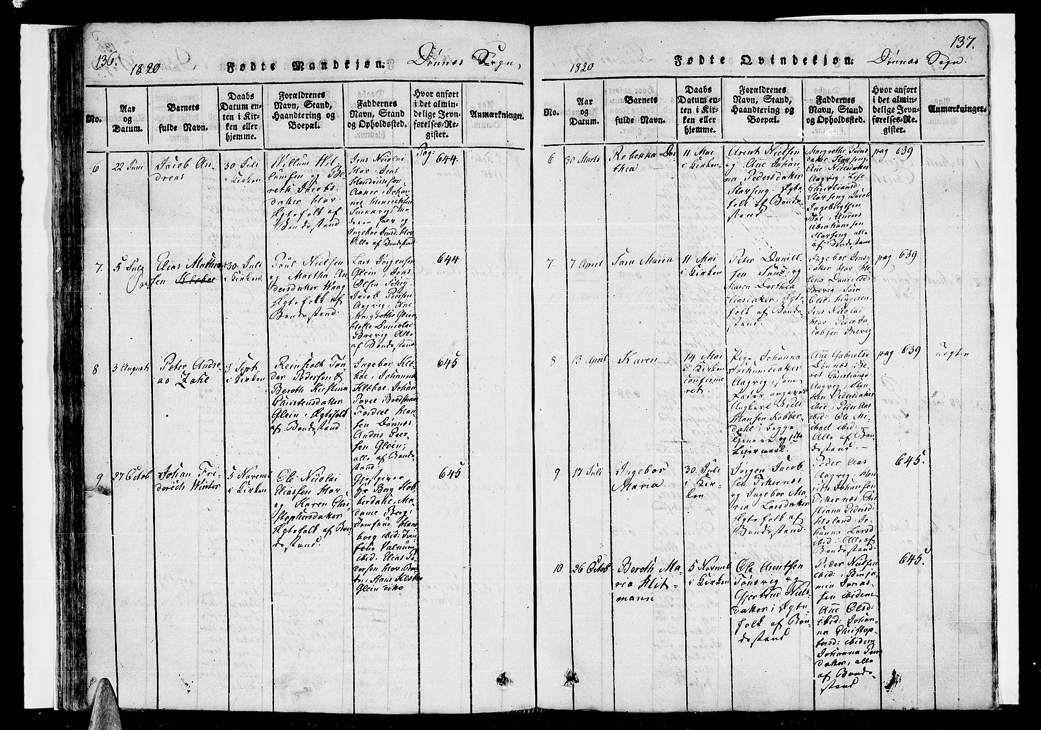Ministerialprotokoller, klokkerbøker og fødselsregistre - Nordland, SAT/A-1459/838/L0547: Parish register (official) no. 838A05 /2, 1820-1828, p. 136-137