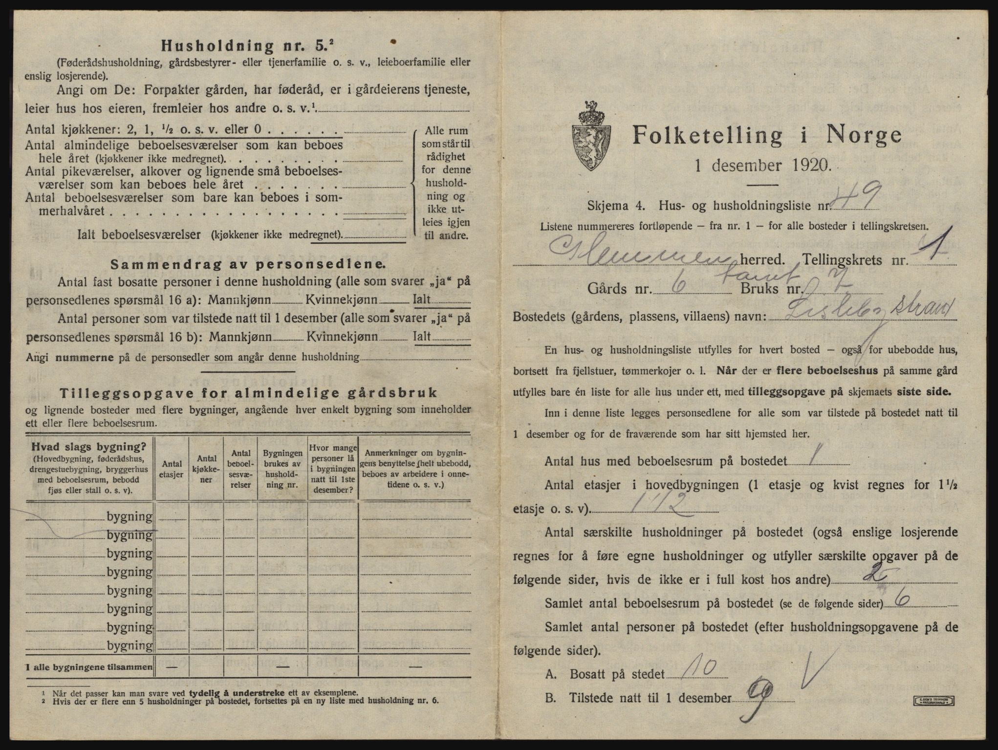 SAO, 1920 census for Glemmen, 1920, p. 159