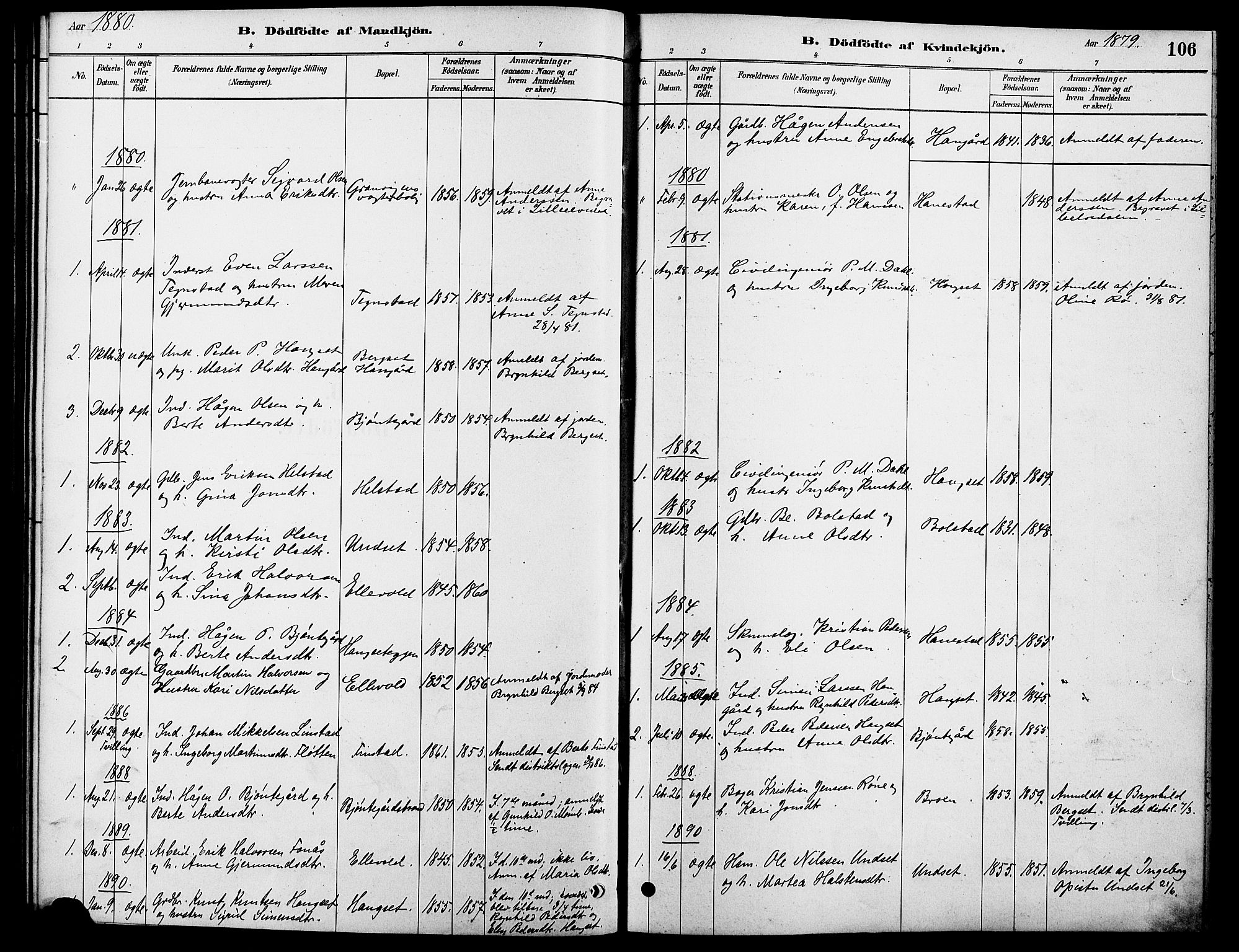 Rendalen prestekontor, SAH/PREST-054/H/Ha/Hab/L0003: Parish register (copy) no. 3, 1879-1904, p. 106