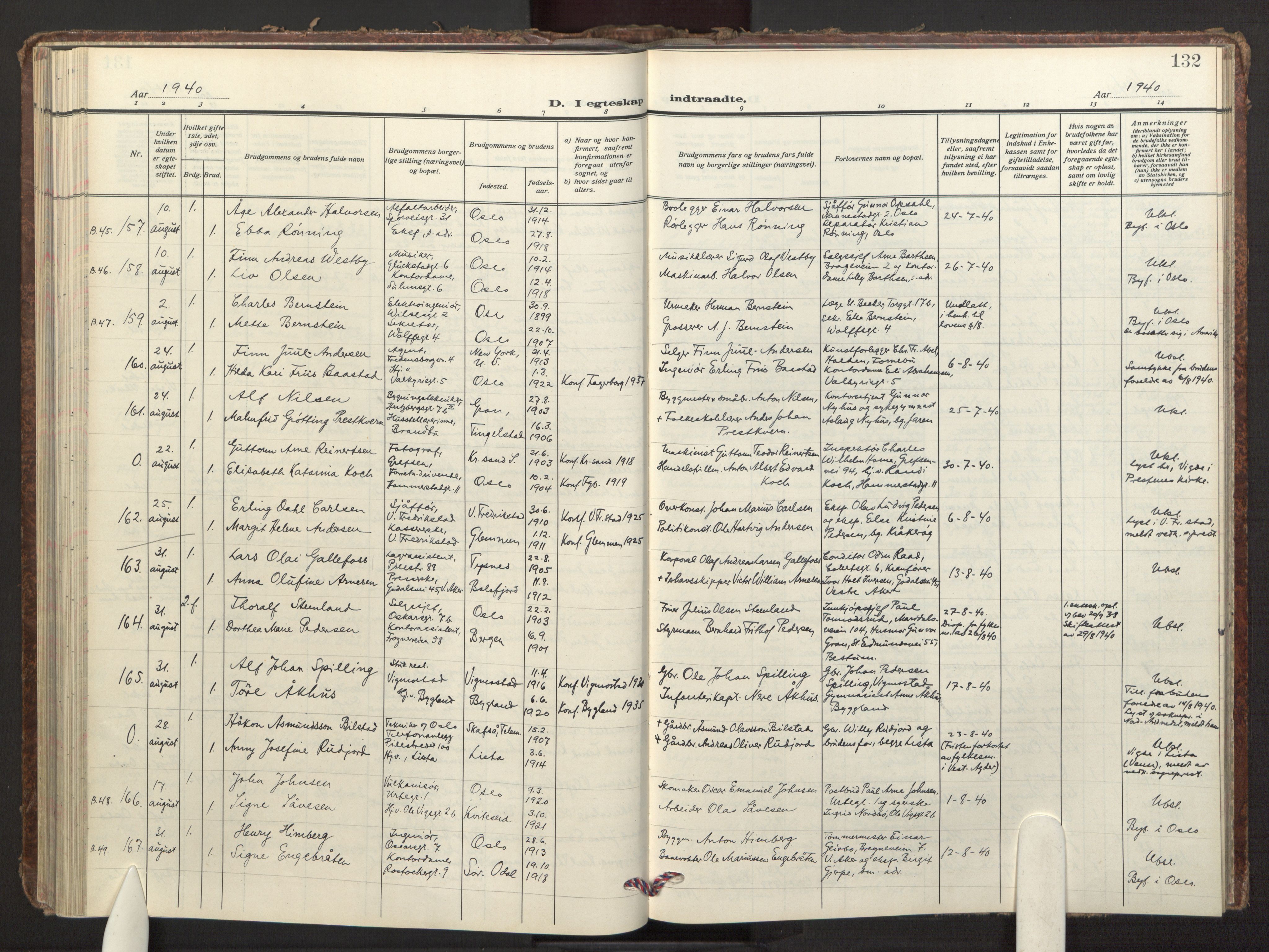 Fagerborg prestekontor Kirkebøker, AV/SAO-A-10844/F/Fa/L0009: Parish register (official) no. 9, 1934-1945, p. 132