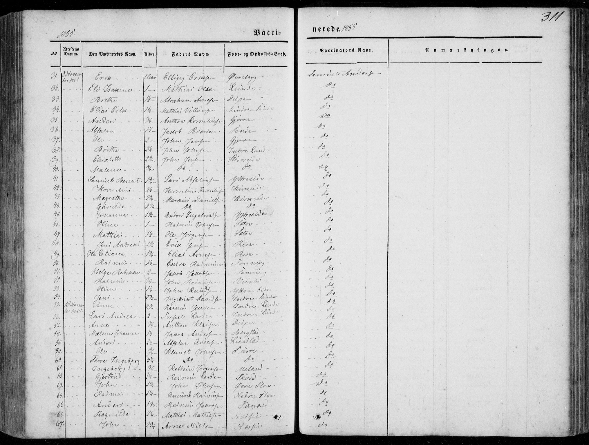 Stryn Sokneprestembete, AV/SAB-A-82501: Parish register (official) no. A 2, 1844-1861, p. 311