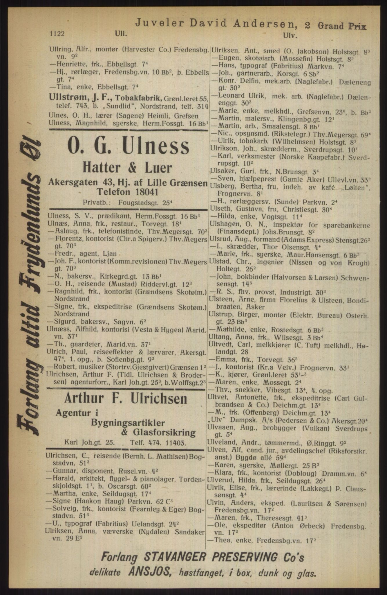 Kristiania/Oslo adressebok, PUBL/-, 1914, p. 1122