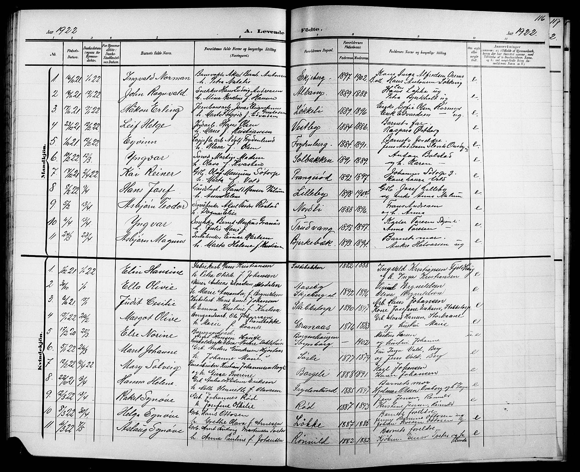 Skjeberg prestekontor Kirkebøker, SAO/A-10923/G/Ga/L0002: Parish register (copy) no. I 2, 1901-1924, p. 116