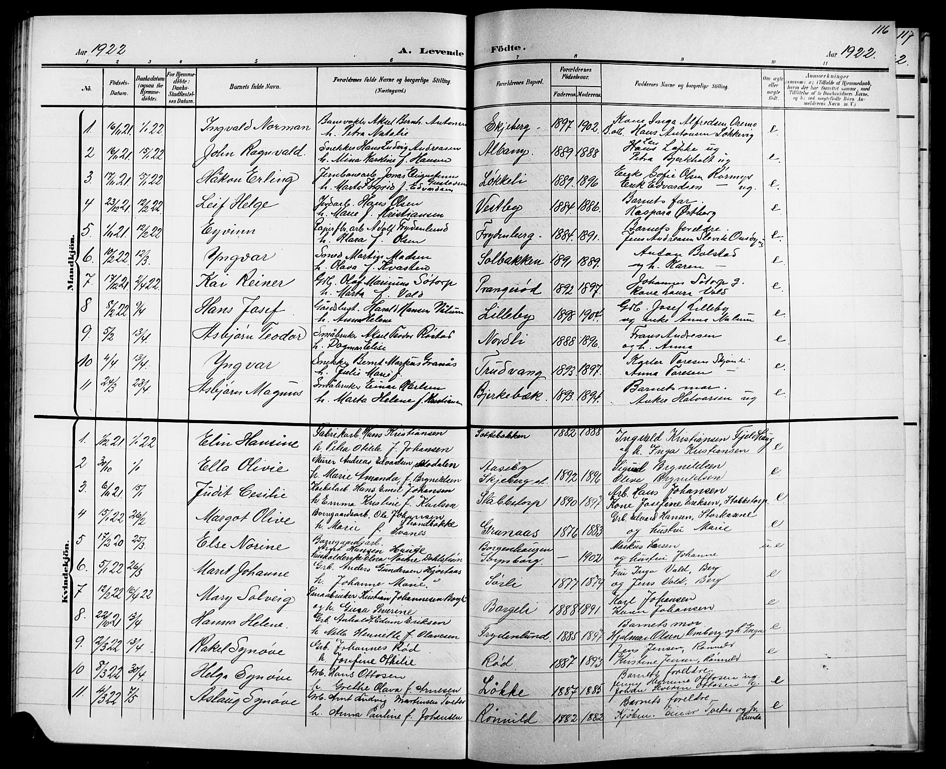 Skjeberg prestekontor Kirkebøker, AV/SAO-A-10923/G/Ga/L0002: Parish register (copy) no. I 2, 1901-1924, p. 116
