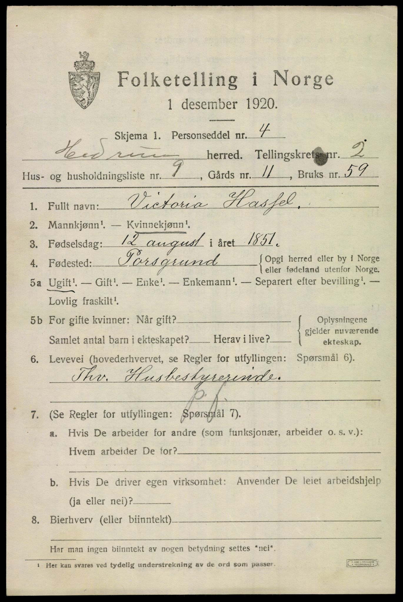 SAKO, 1920 census for Hedrum, 1920, p. 2517