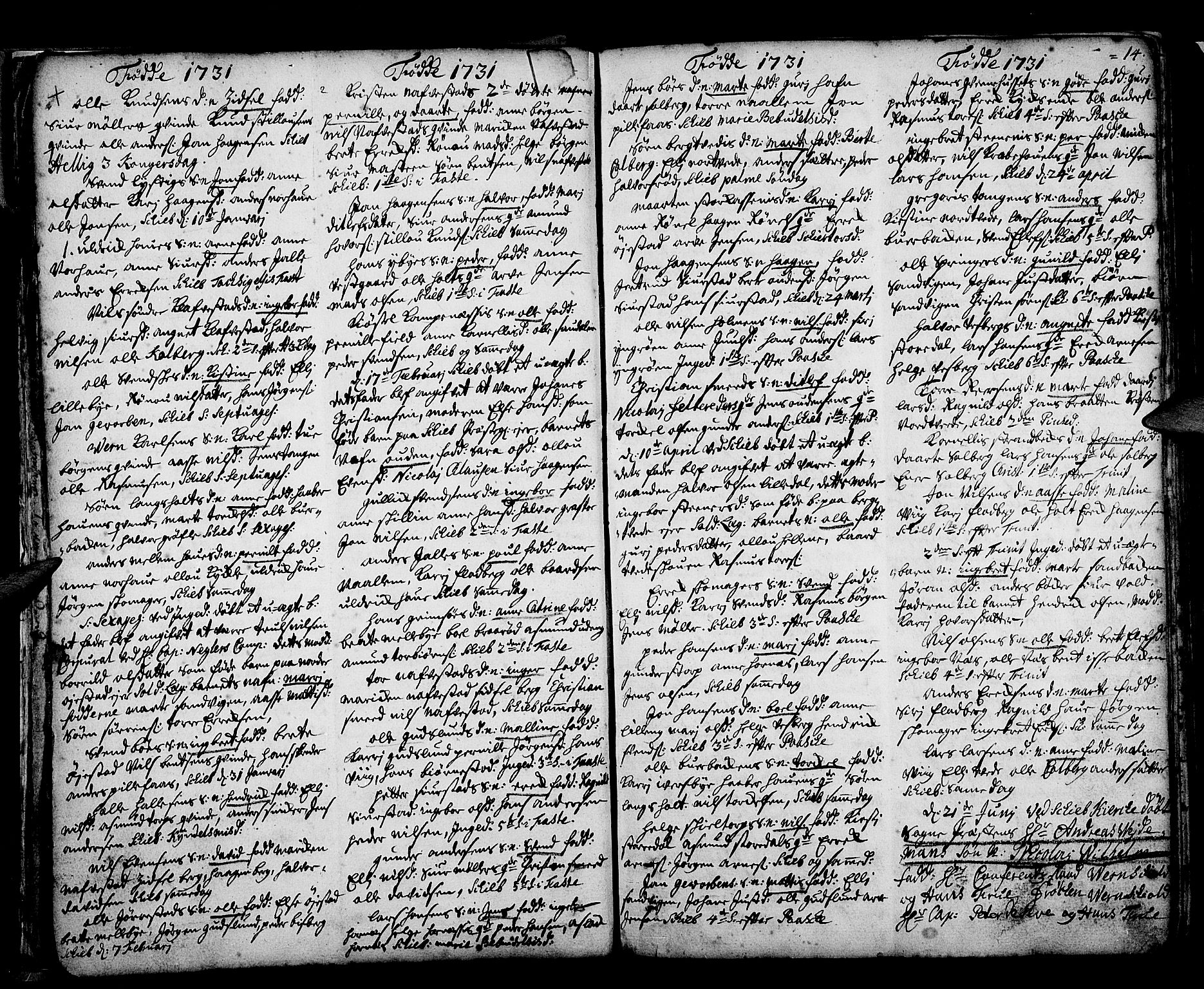 Skjeberg prestekontor Kirkebøker, SAO/A-10923/F/Fa/L0002: Parish register (official) no. I 2, 1726-1791, p. 14