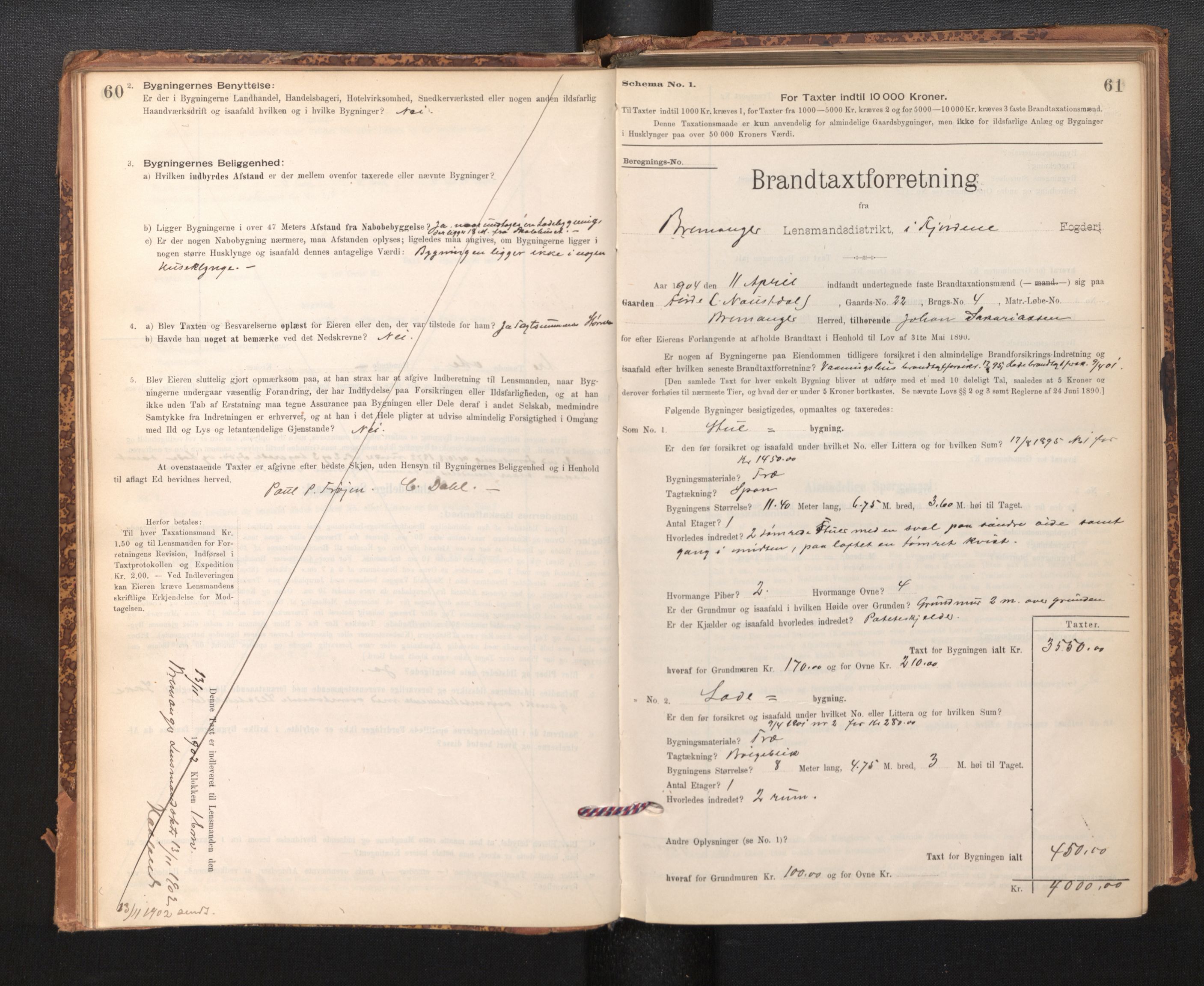 Lensmannen i Bremanger, SAB/A-26701/0012/L0007: Branntakstprotokoll, skjematakst, 1895-1936, p. 60-61