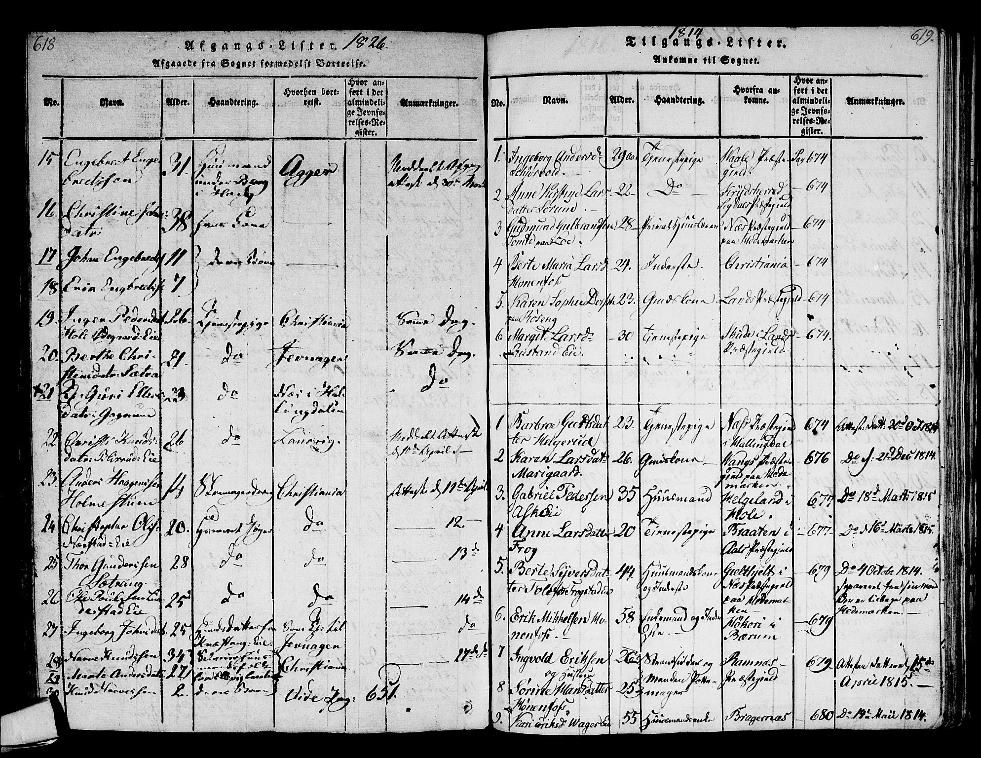Norderhov kirkebøker, SAKO/A-237/F/Fa/L0008: Parish register (official) no. 8, 1814-1833, p. 618-619