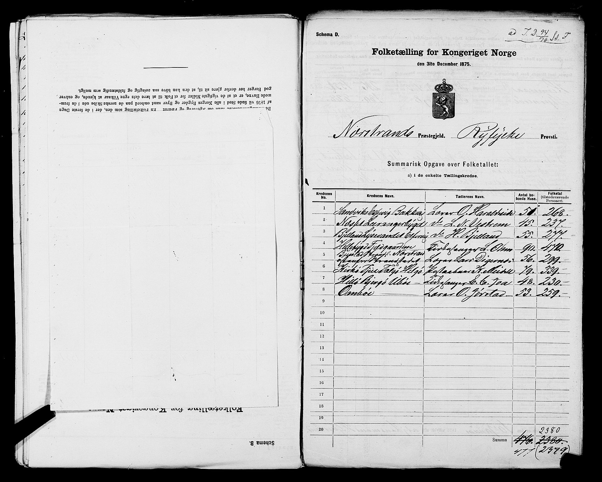 SAST, 1875 census for 1139P Nedstrand, 1875, p. 3