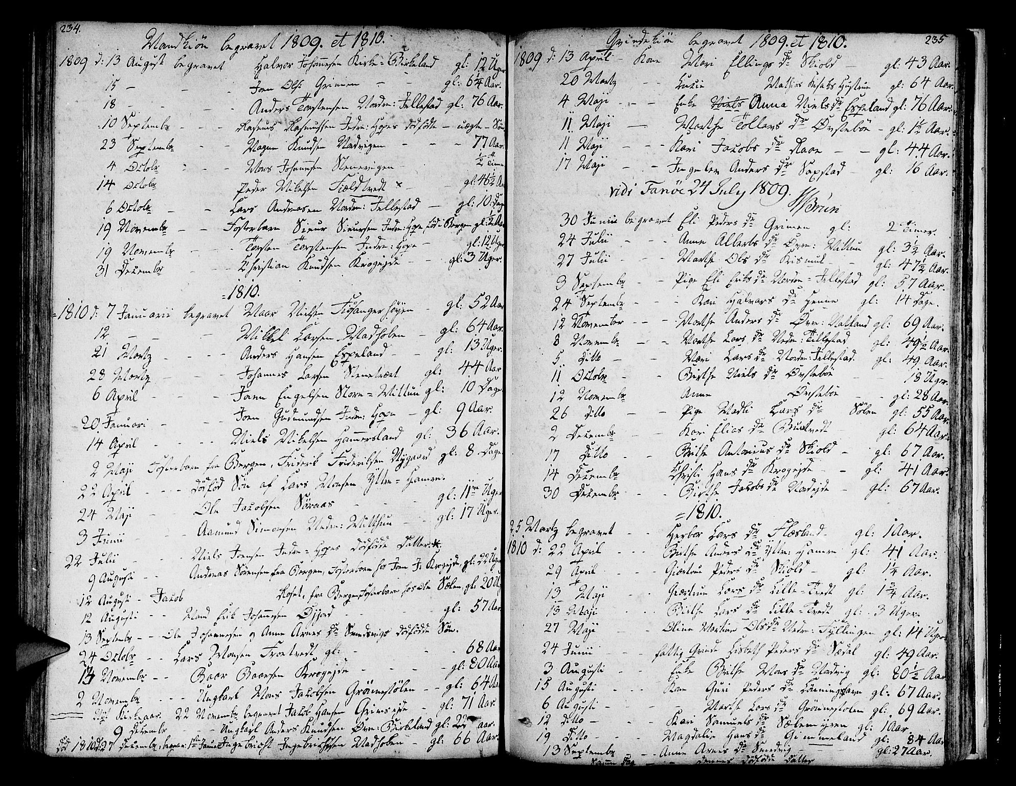 Fana Sokneprestembete, AV/SAB-A-75101/H/Haa/Haaa/L0006: Parish register (official) no. A 6, 1800-1815, p. 234-235