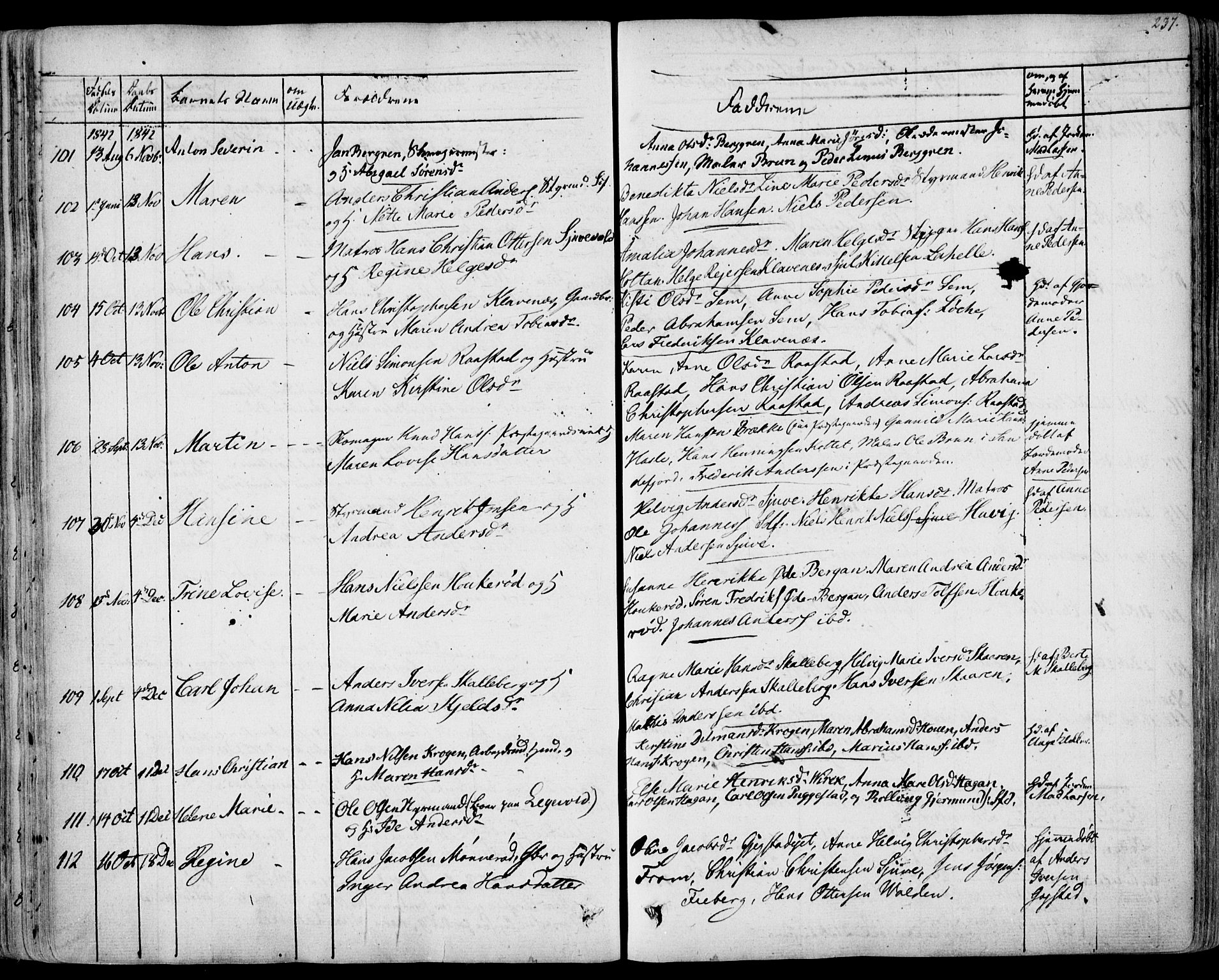 Sandar kirkebøker, SAKO/A-243/F/Fa/L0005: Parish register (official) no. 5, 1832-1847, p. 236-237